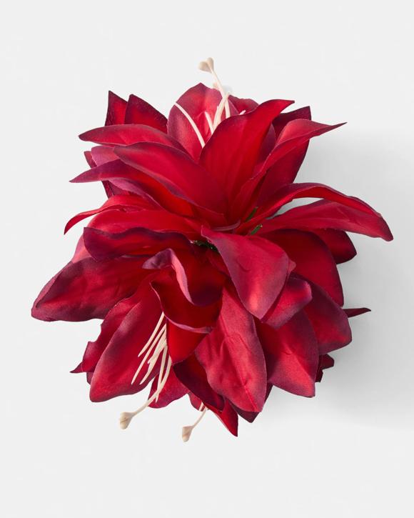 Red Oversize Fabric Flower Claw Hair Clip