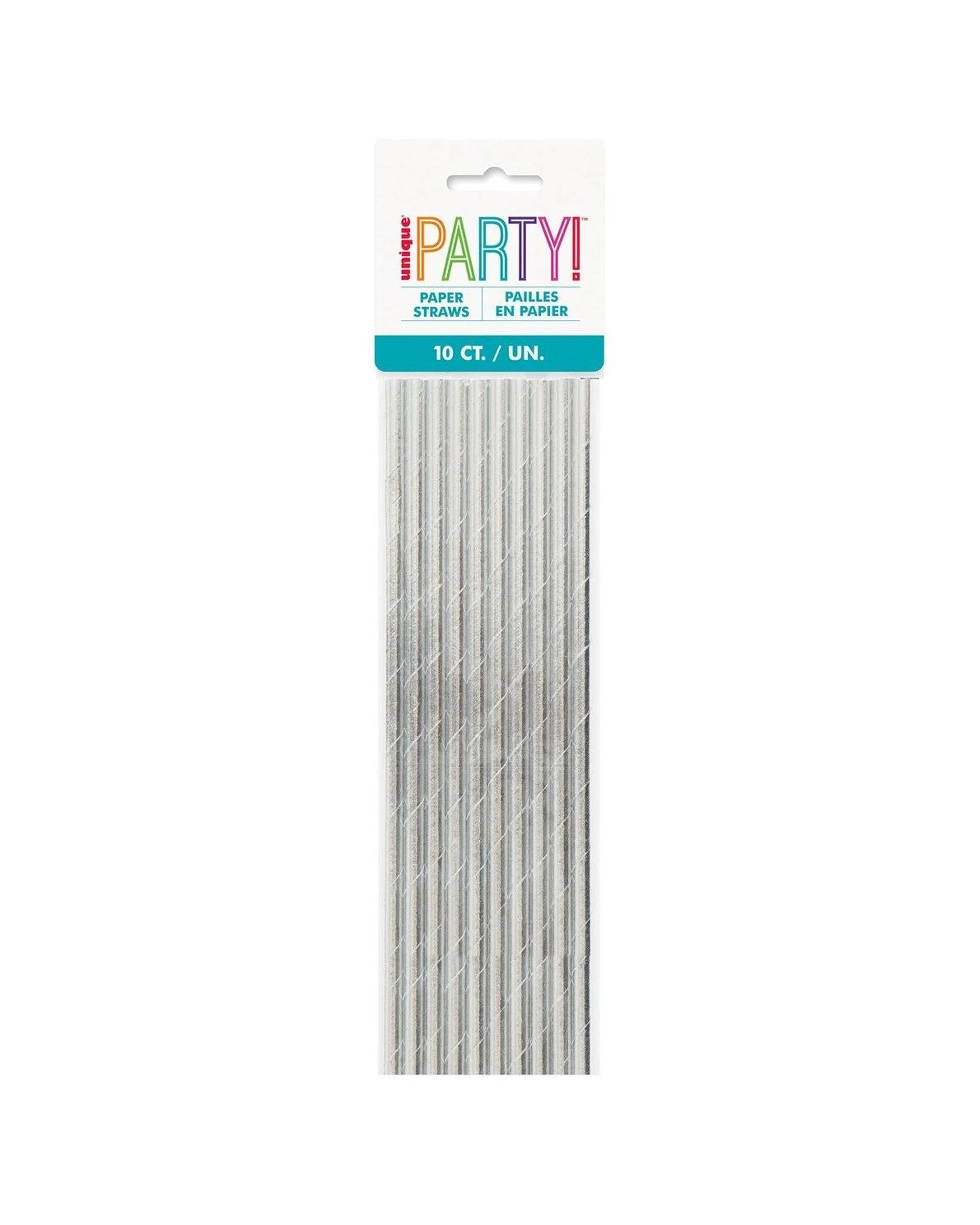 1 Meteor Party 10pc Foil Pack Paper Straws - Silver, 1 of 1