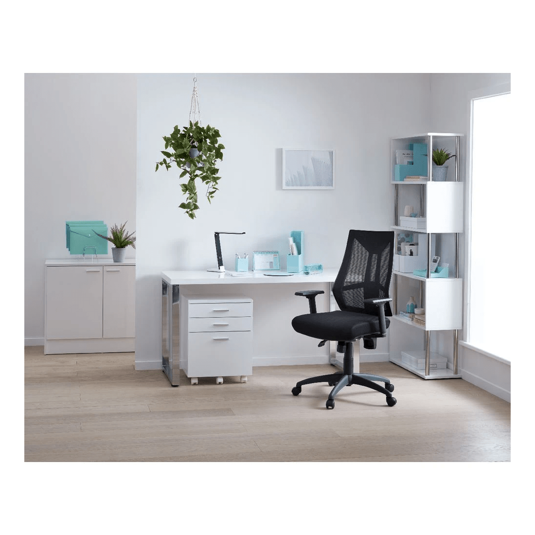 8 Contour Home Office Study 1400mm High Gloss Desk, 8 of 9