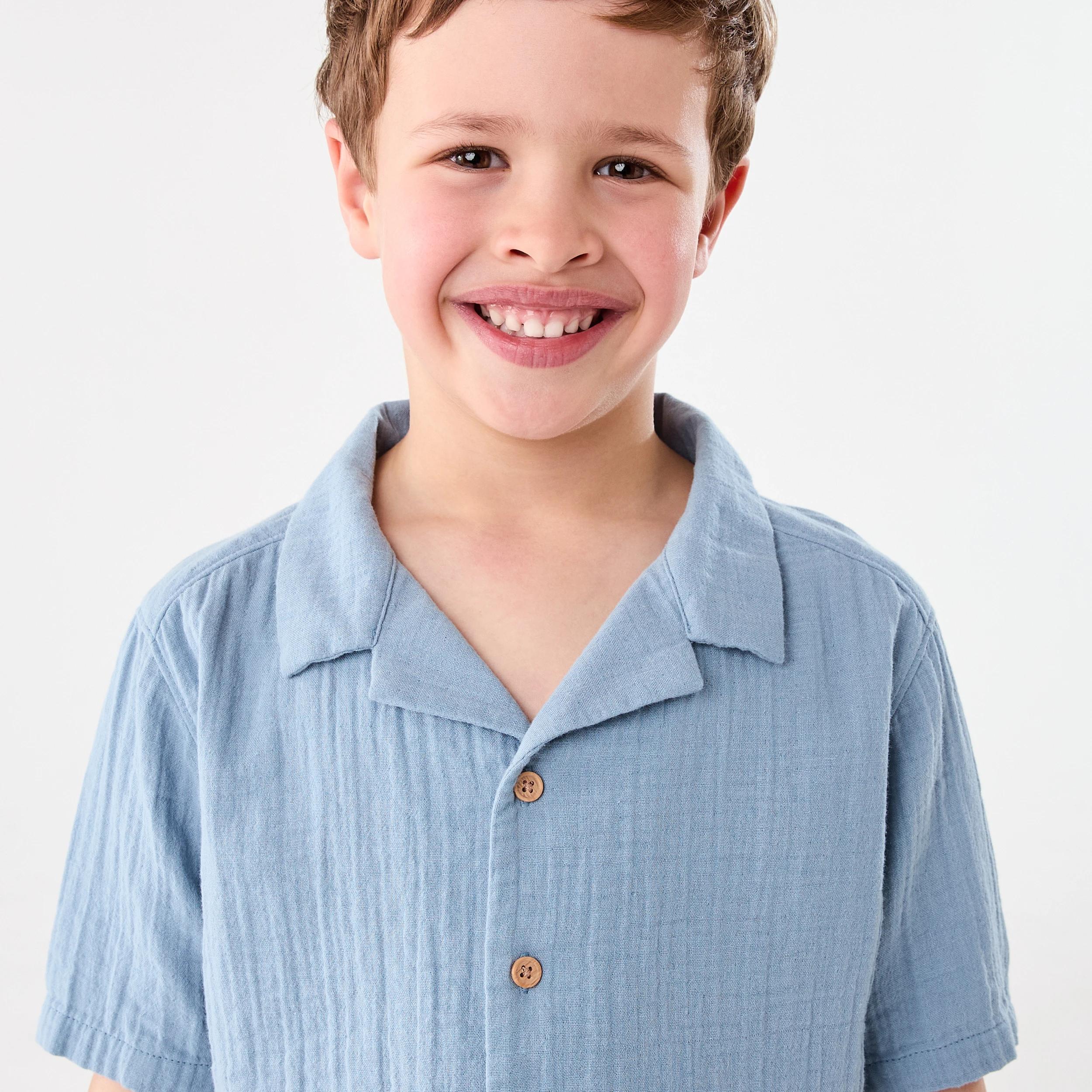3 Short Sleeve Double Cloth Shirt FADED DENIM, 3 of 7
