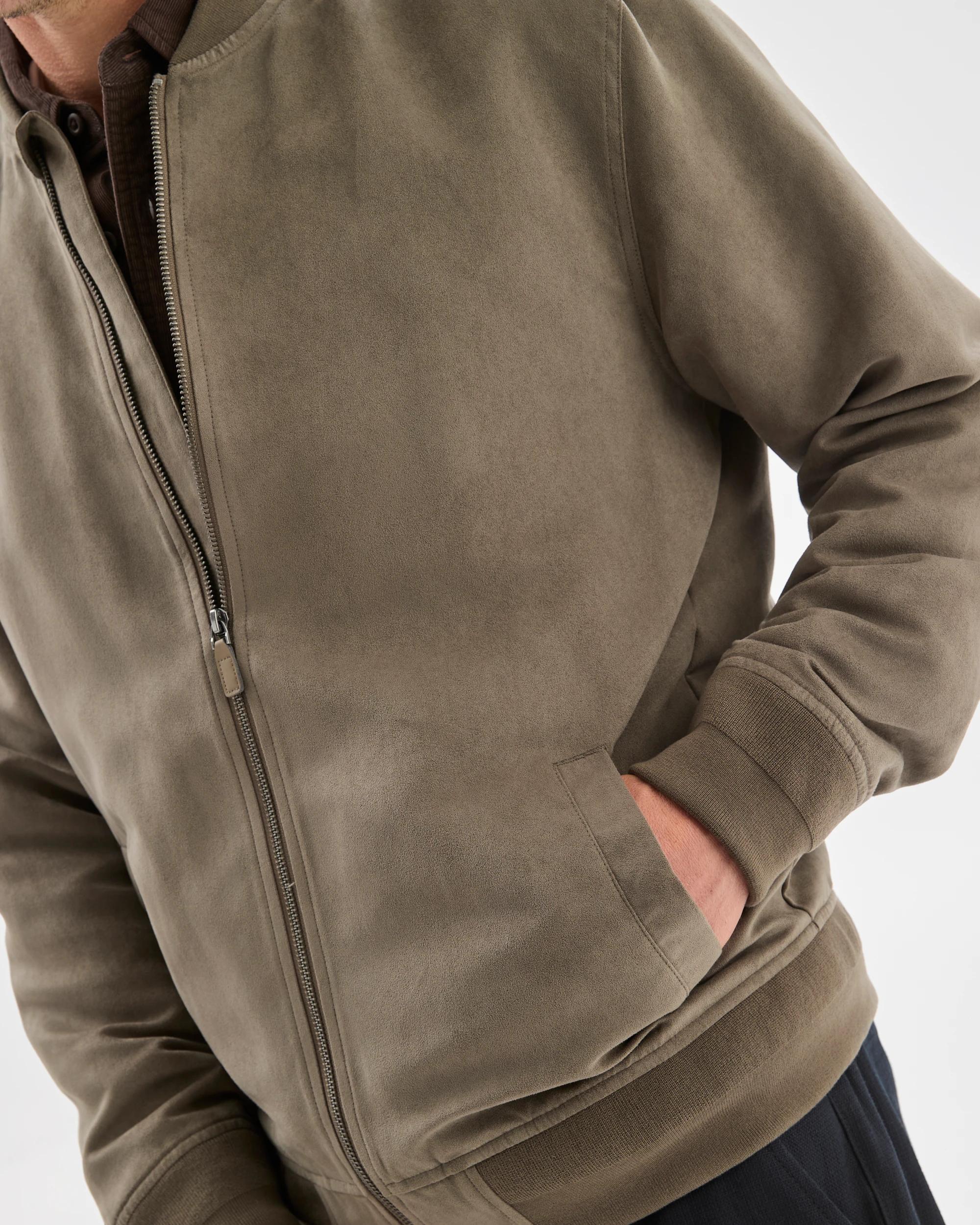 7 Target Man Faux Suede Bomber Jacket GREY OLIVE, 7 of 8