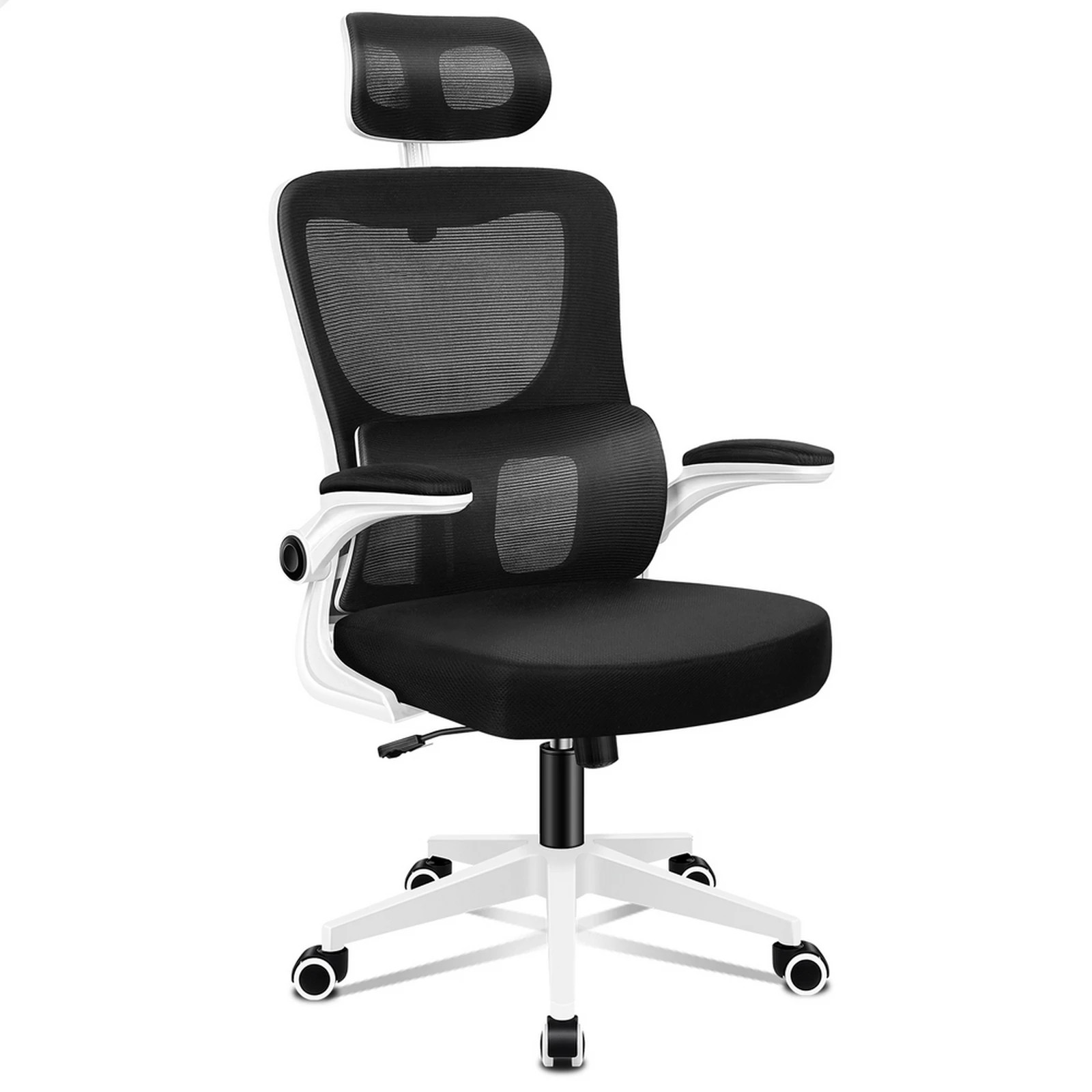 1 Alfordson Mesh Office Chair Gaming Executive Computer Tilt Fabric Seat Work - White Black, 1 of 9