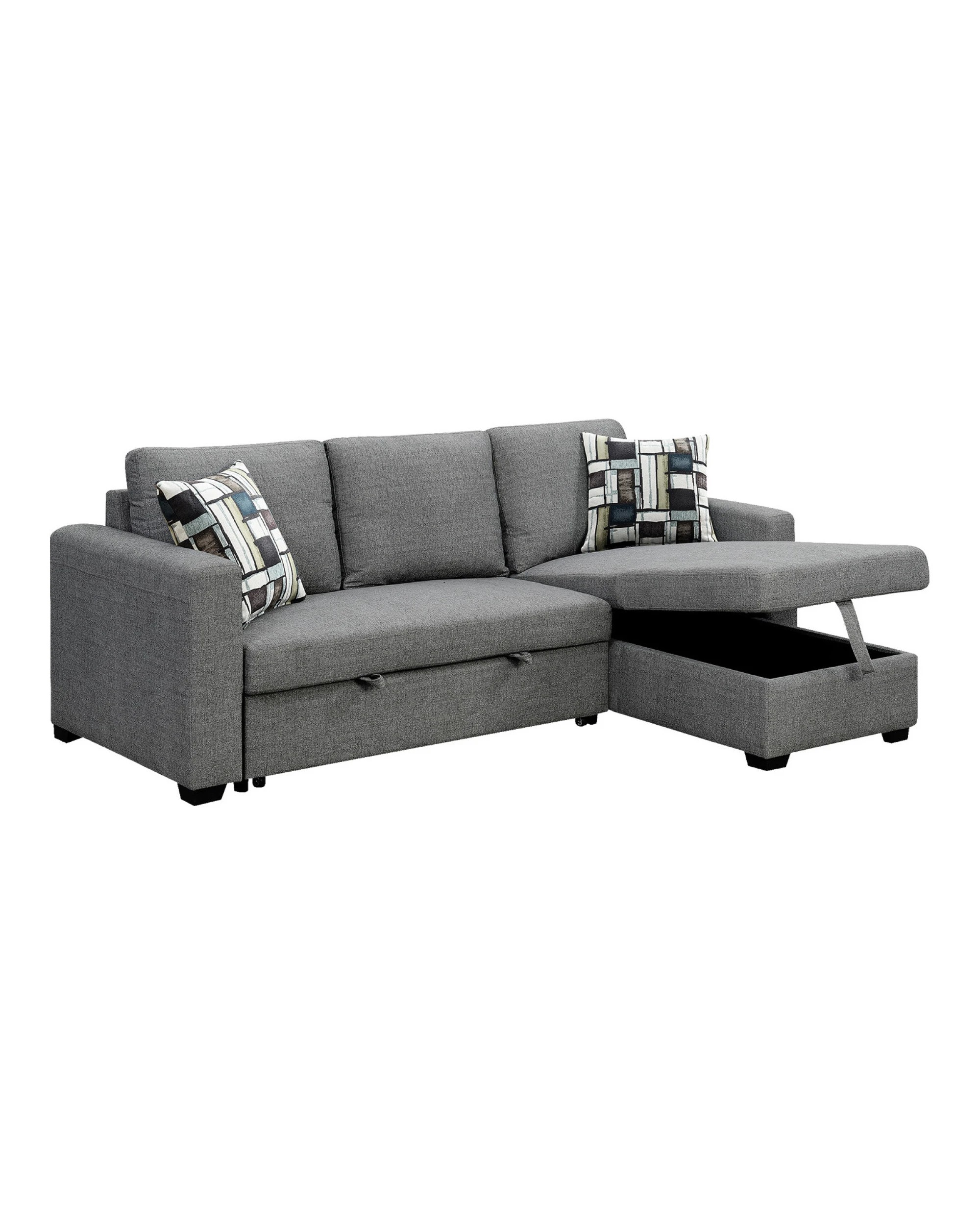 6 Fontana Pullout Sofa Bed With Storage Chaise Lounge Sarantino - Grey, 6 of 10