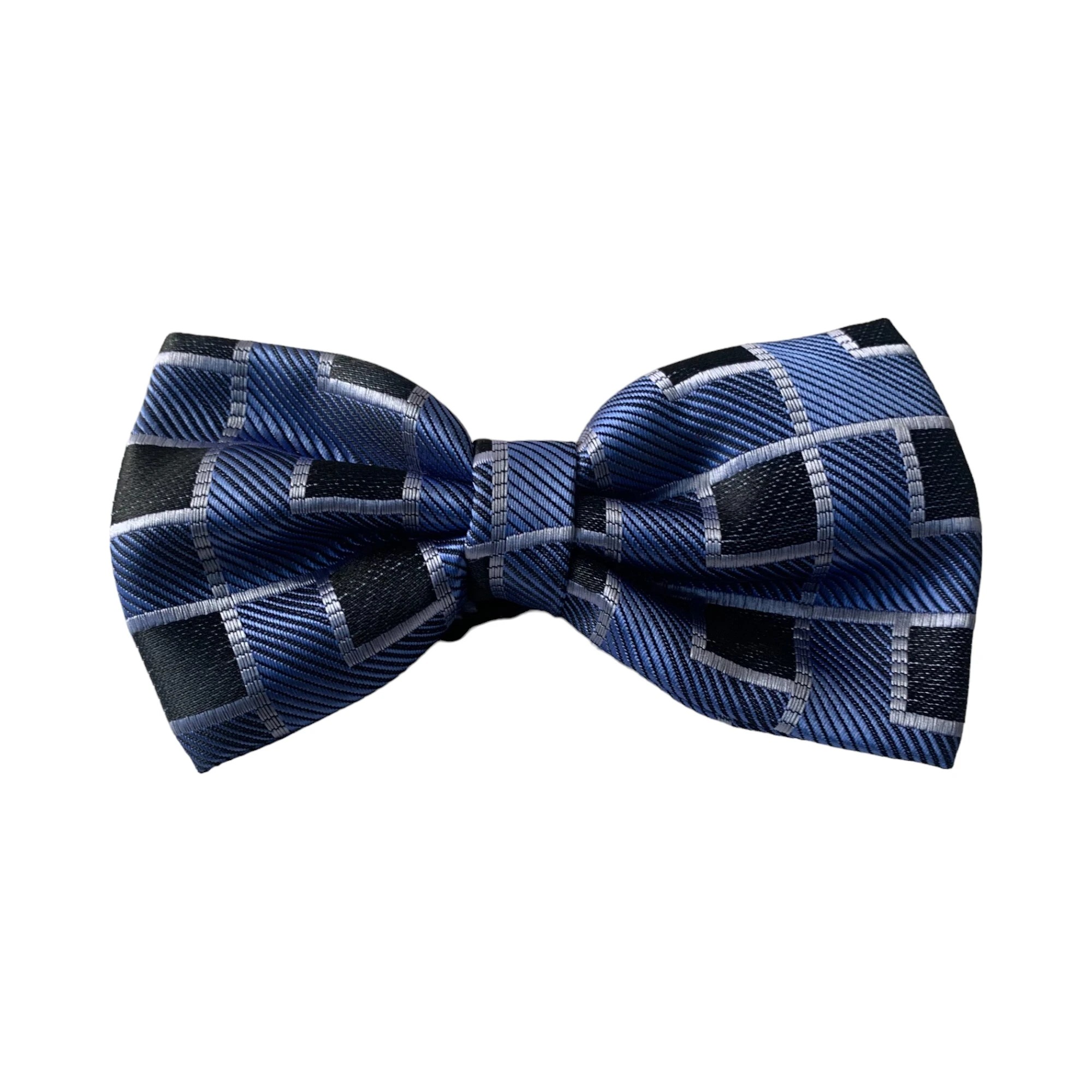 3 Zasel Mens Cornflower Blue Rectilinear Matching Bow Tie, Pocket Square & Cuff Links Set - Multi, 3 of 4