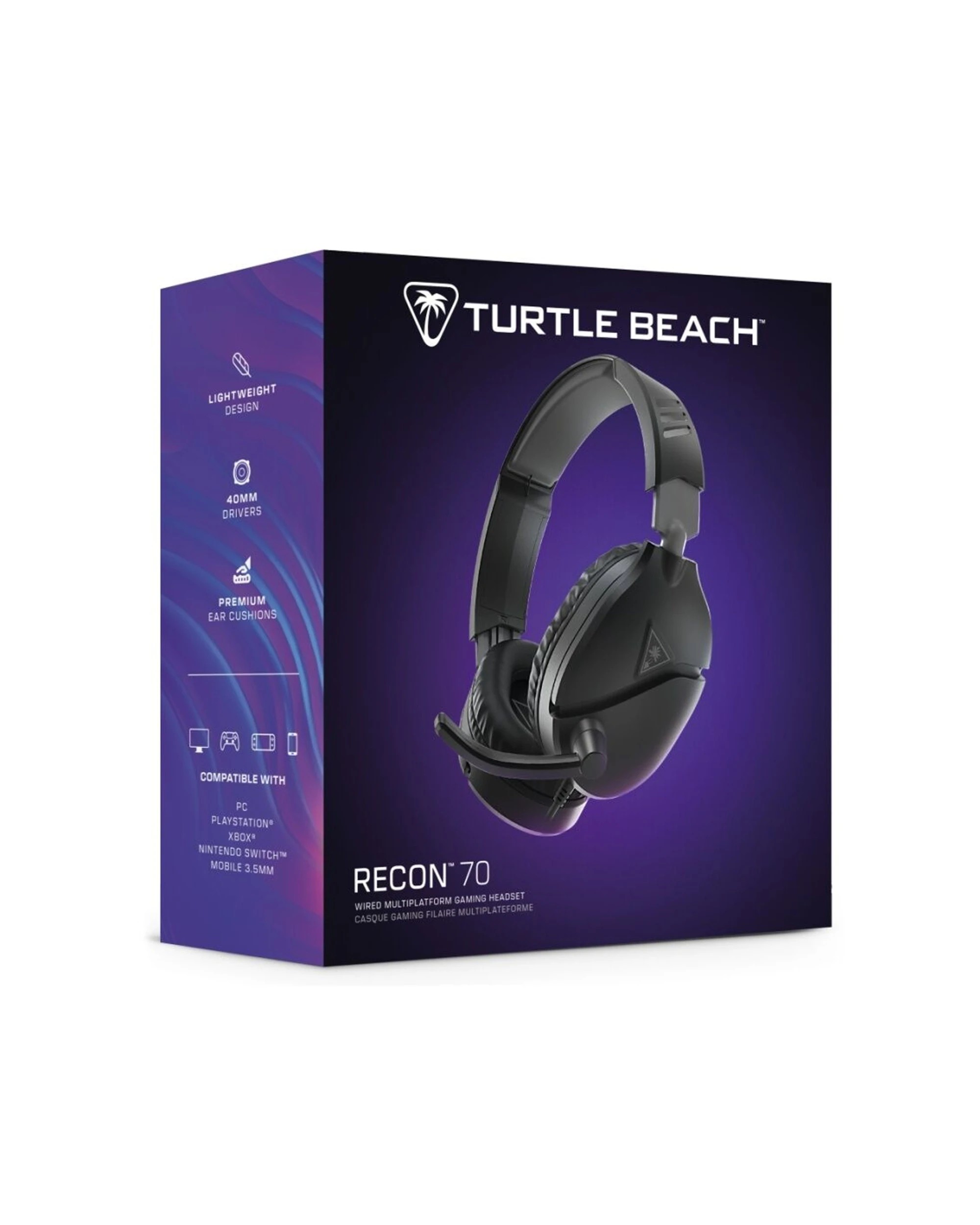 7 Turtle Beach Recon 70 Multiplatform Wired Gaming Headset Flip-to-Mute Mic 3.5mm - Multi, 7 of 7
