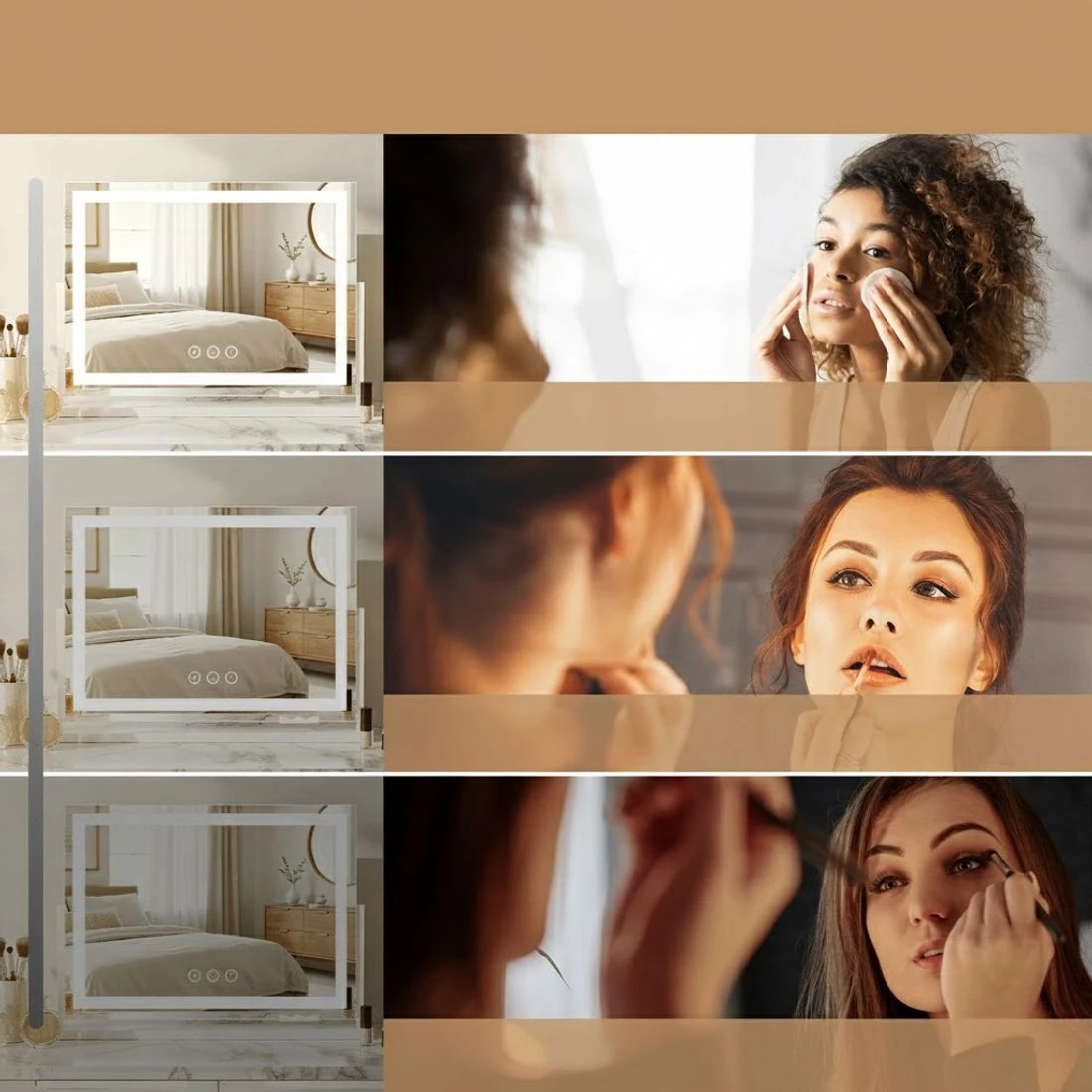 5 Embellir Makeup Mirror 58x46cm 360° Rotatable Vanity Mirror with Lights Bright Light Strip Adjustable - Multi, 5 of 8