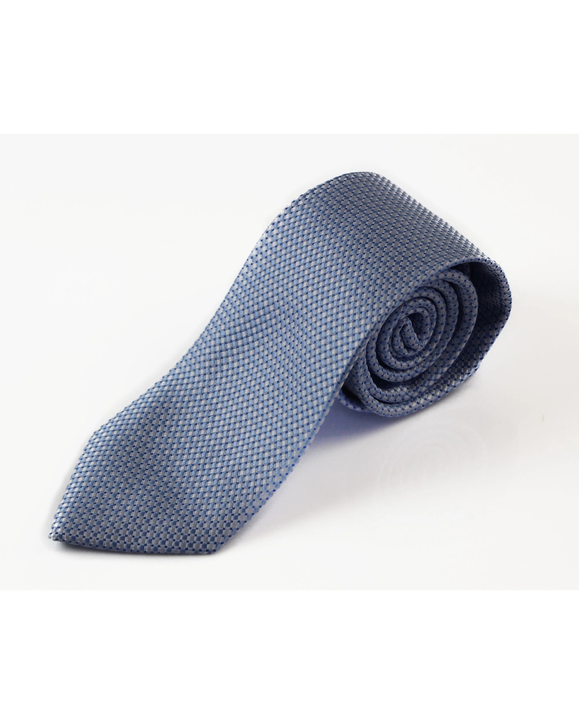 2 Zasel Mens Baby Blue & Silver Grid Patterned 8cm Neck Tie, 2 of 2