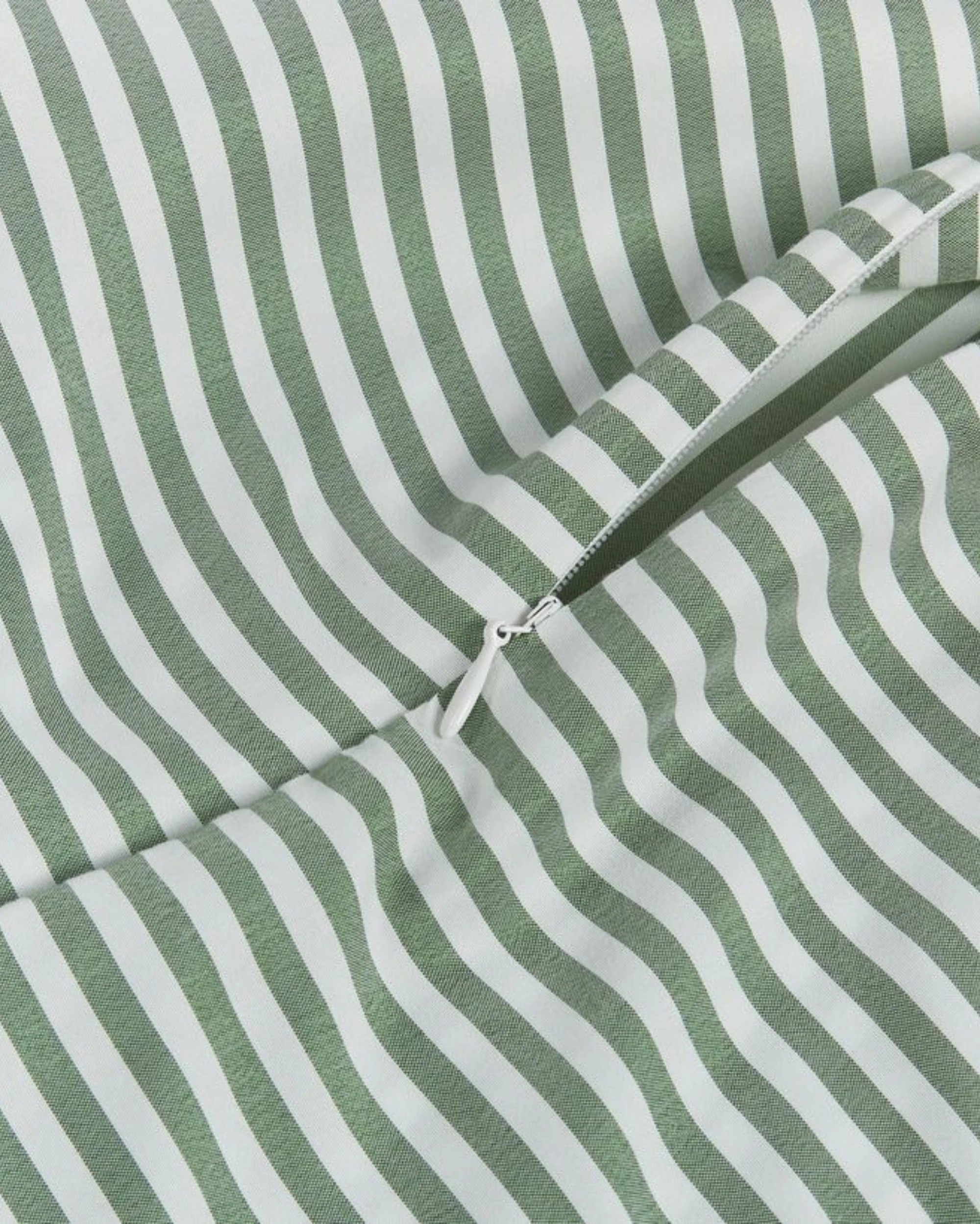 4 CleverPolly Yarn-Dyed Washed Microfibre Quilt Cover Set - Queen Bed - Thin Stripe Sage Green, 4 of 6