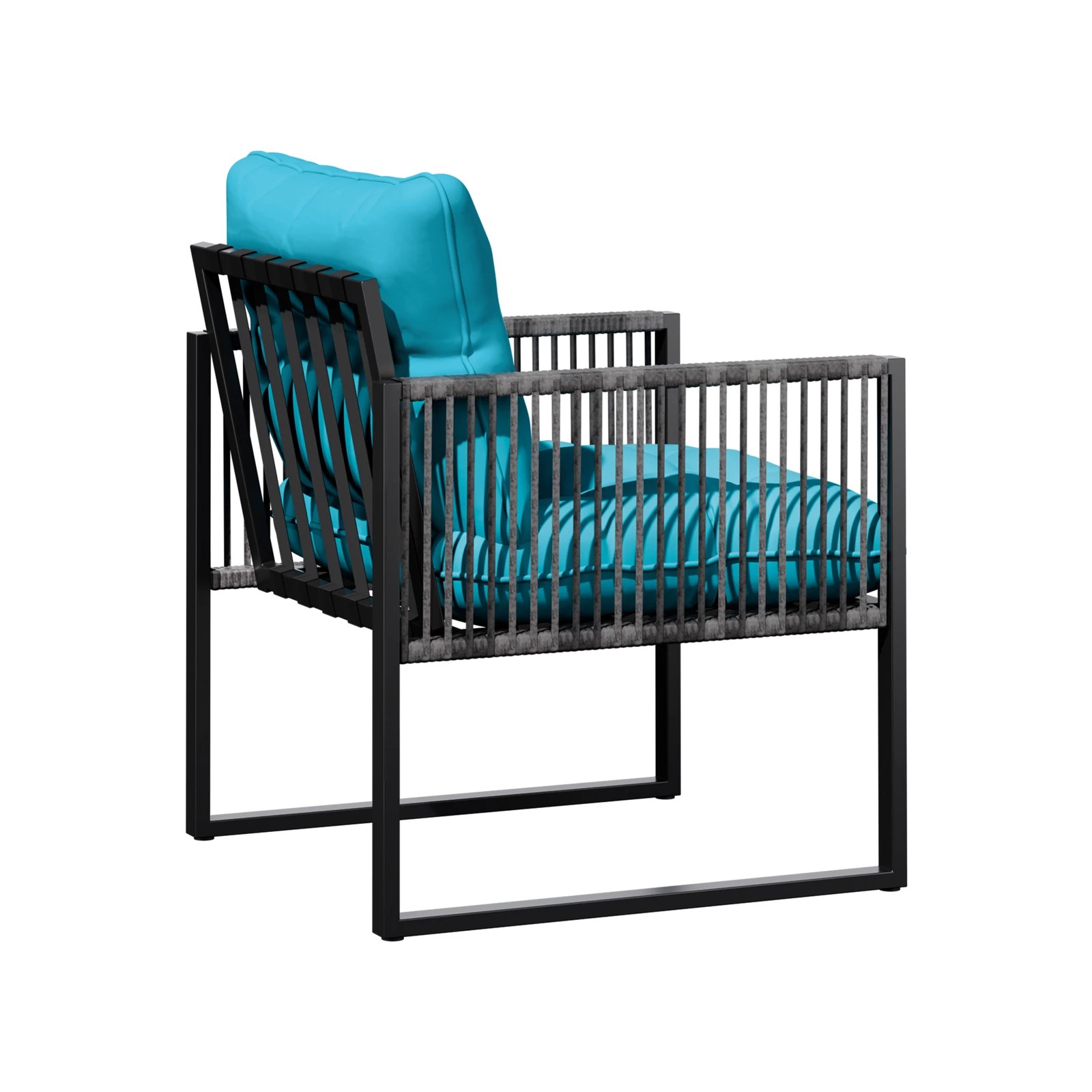 8 Alfordson Outdoor Lounge Set Table and Chairs Patio Furniture Glass Armchair - Blue, 8 of 10