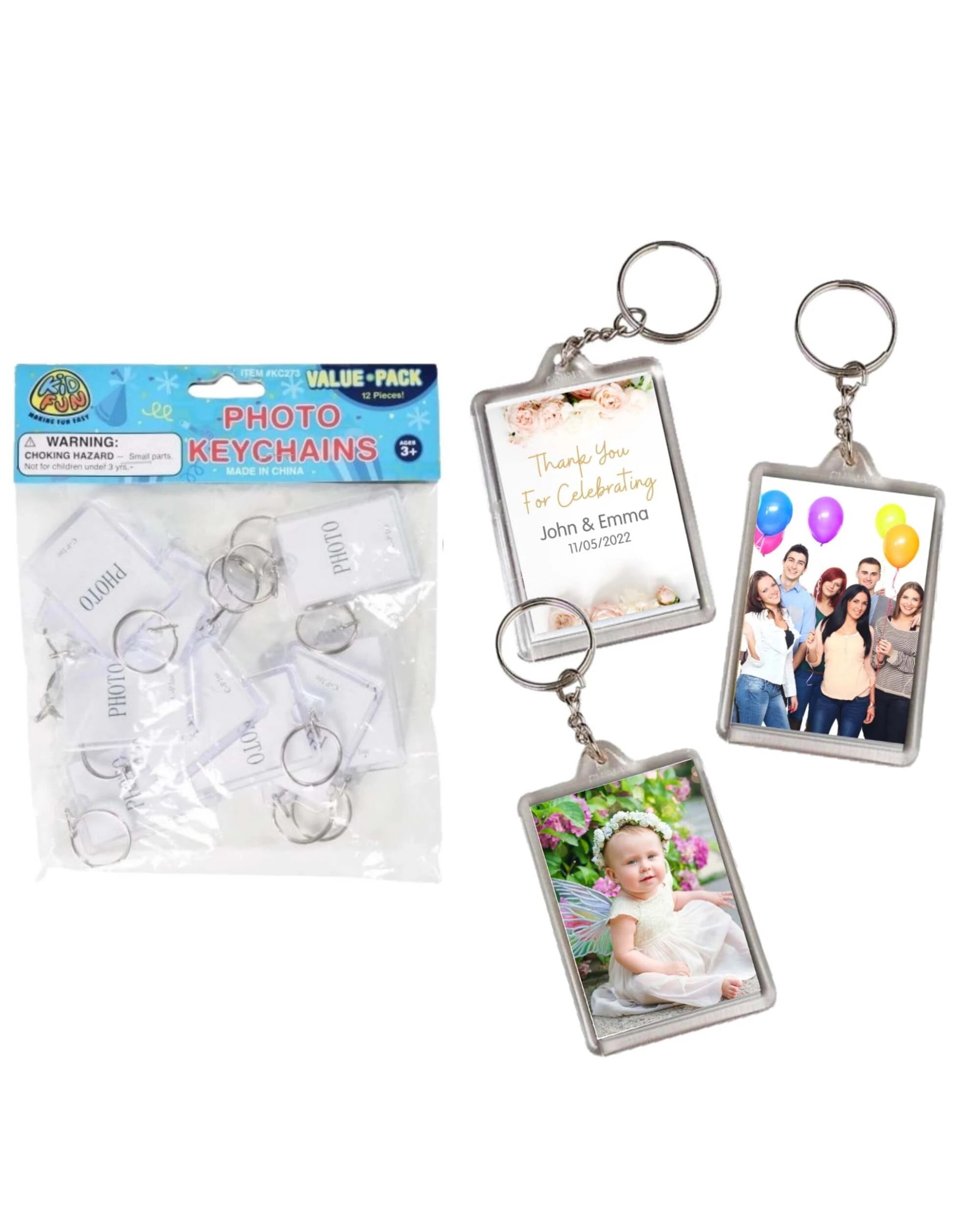 1 US Toy Add Your Own Photo Keyrings Pack of 12, 1 of 1