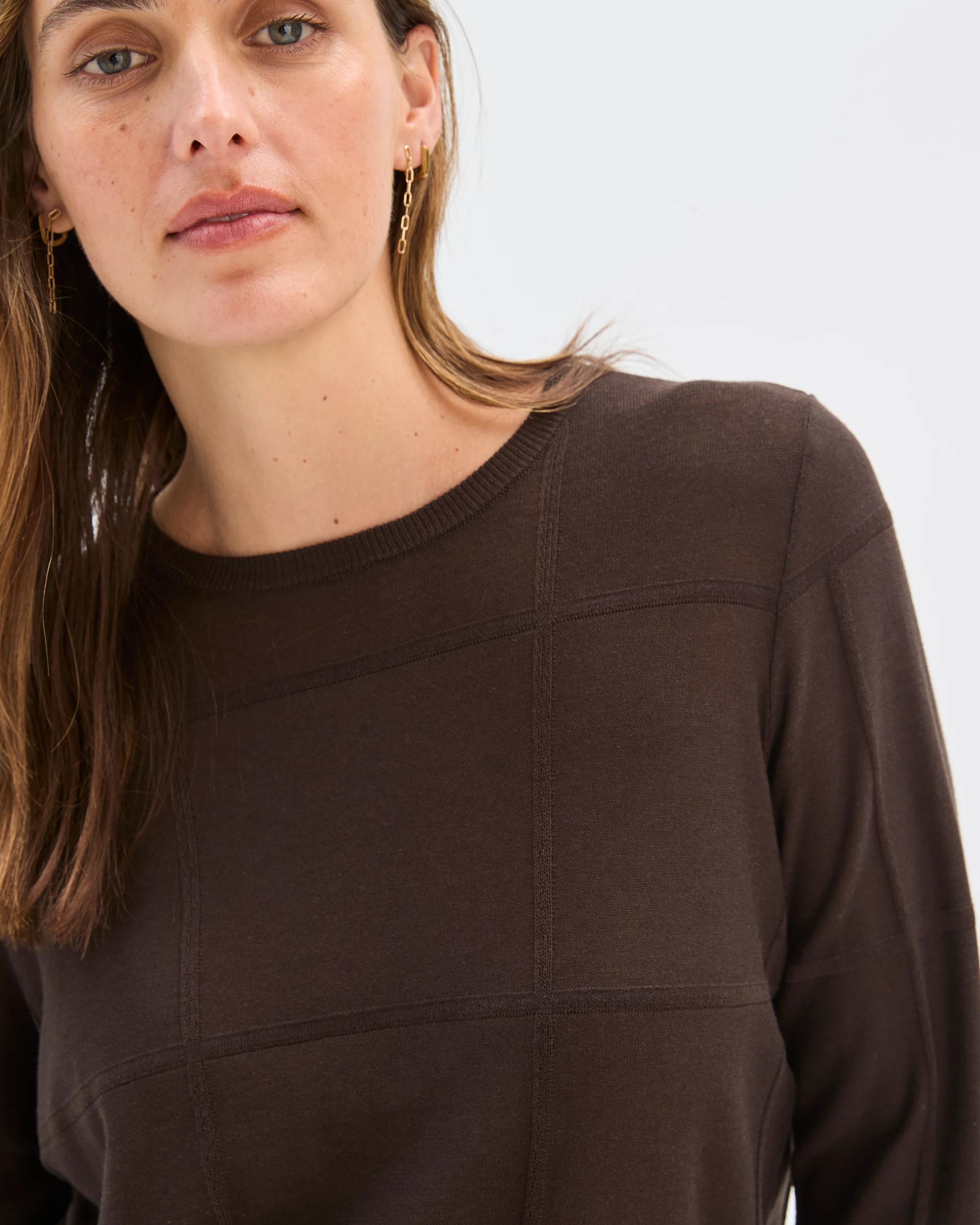 6 Preview Windowpane Knit Jumper COFFEE BEAN, 6 of 7