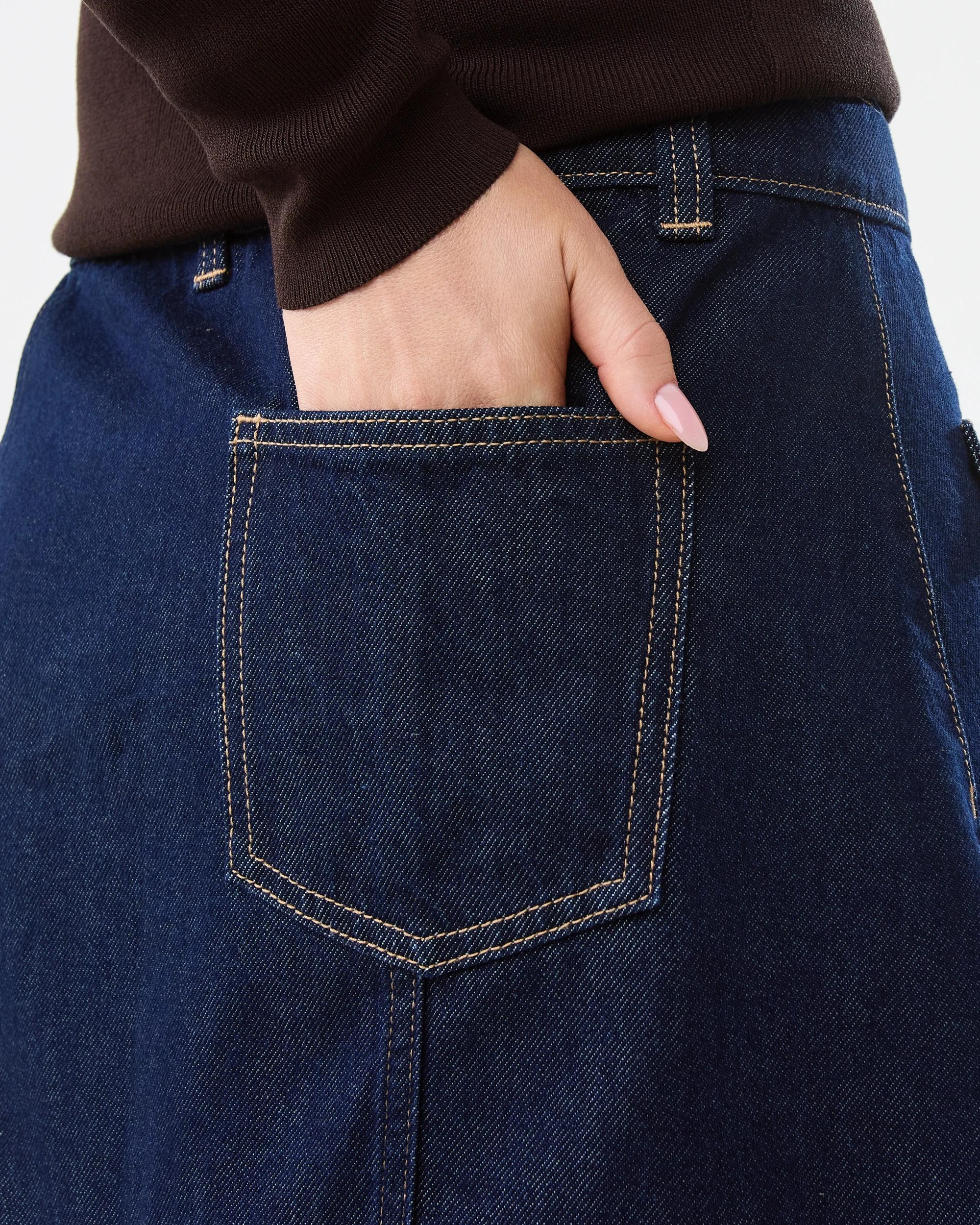 7 Denim Button Mini Skirt Indigo Wsh, 7 of 8