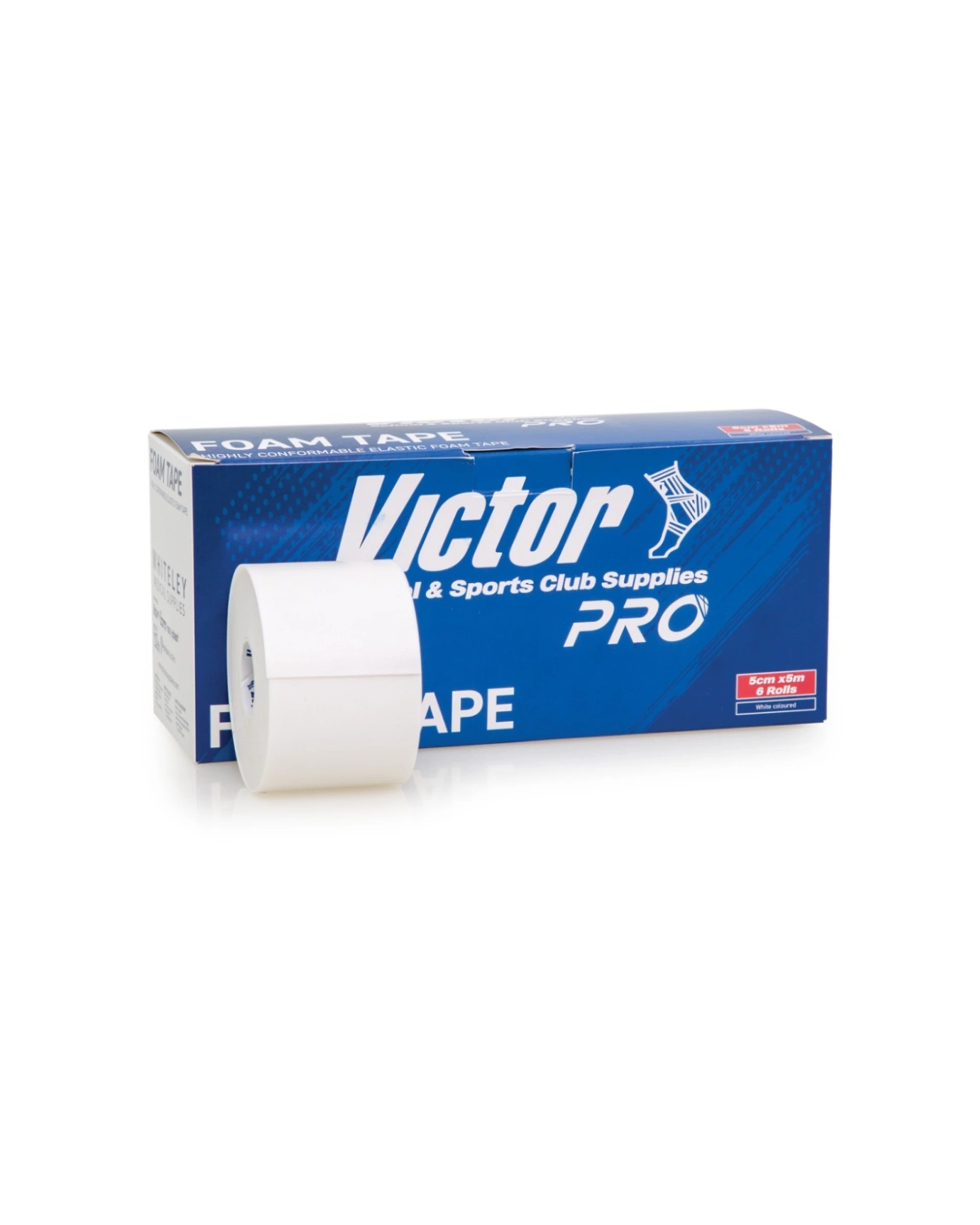 2 Victor Sport 6pc Pro Foam Conformable Hypoallergenic Elastic Tape Pack 5cm - White, 2 of 5
