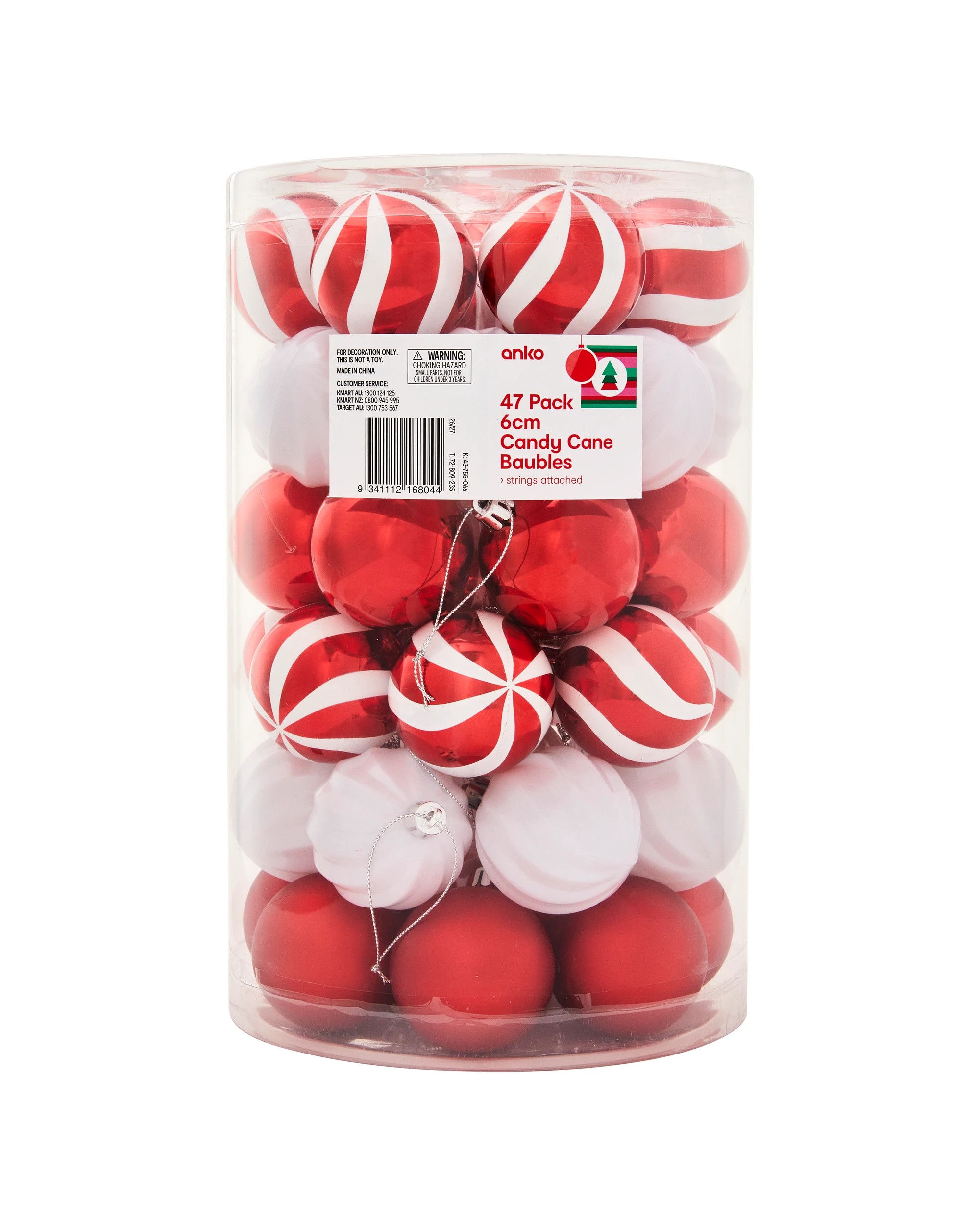 8 47 Pack 6cm Candy Cane Baubles, 8 of 8