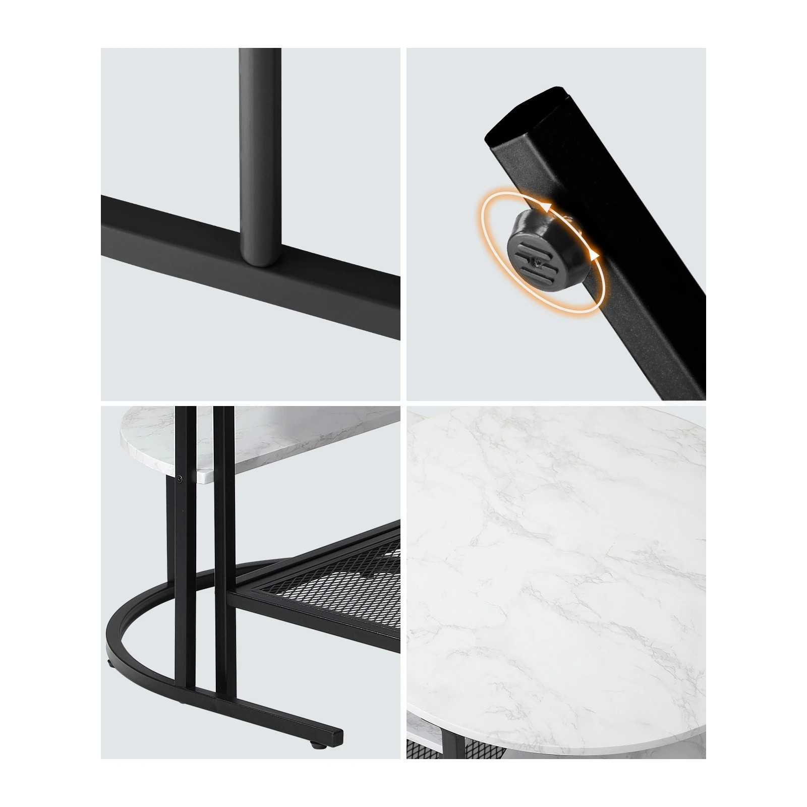 4 Oikiture Nesting Coffee Table Set Of 2 Side End Tables Faux Marble Top
 - Multi, 4 of 10