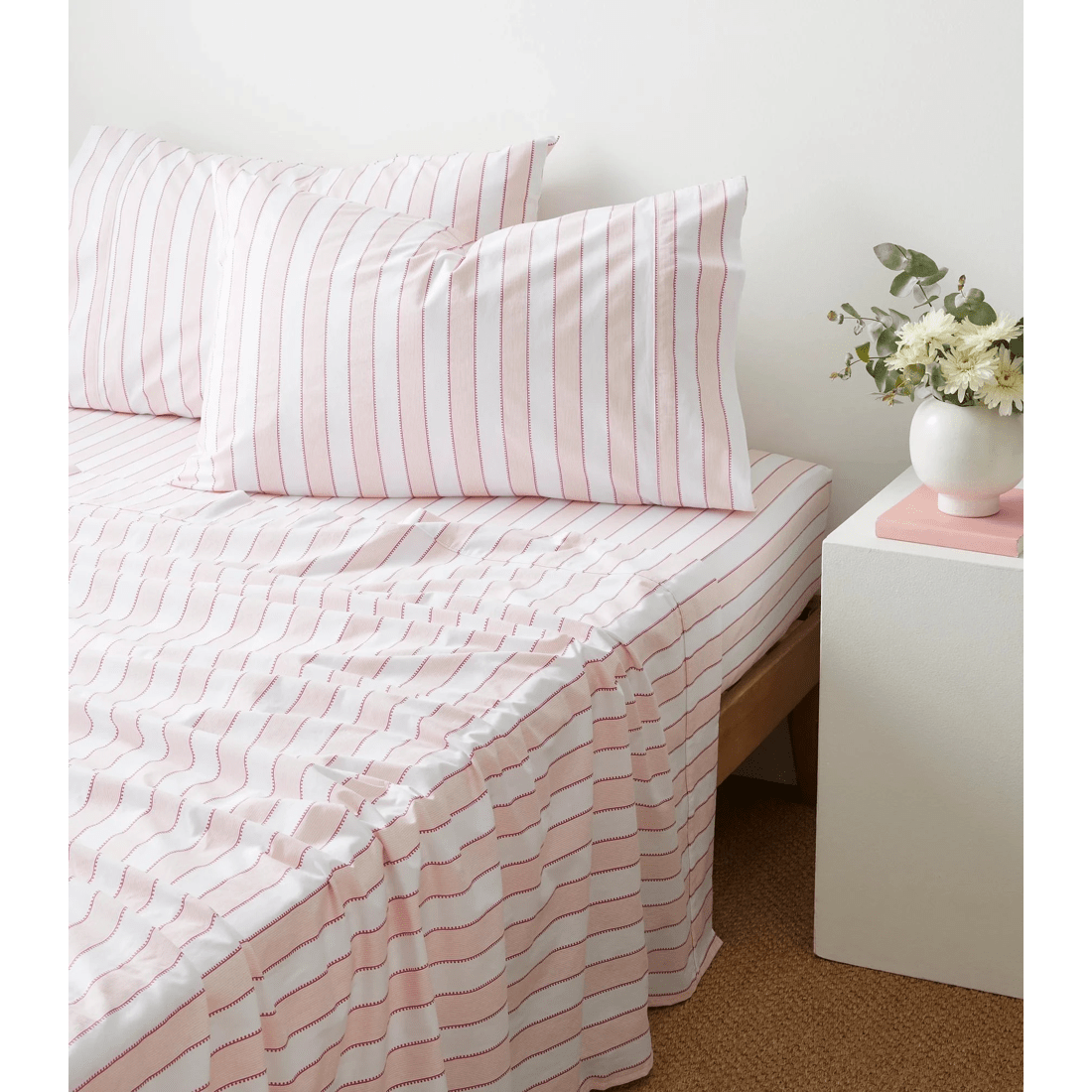 1 Target Arden Stripe Australian Cotton Stonewash Sheet Set - Pink, 1 of 2