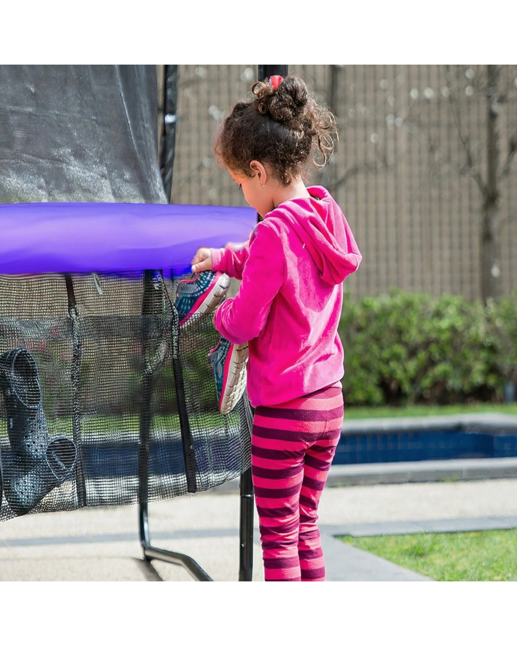 7 Kahuna Trampoline 6 ft with Basketball Set and Roof - Purple, 7 of 9