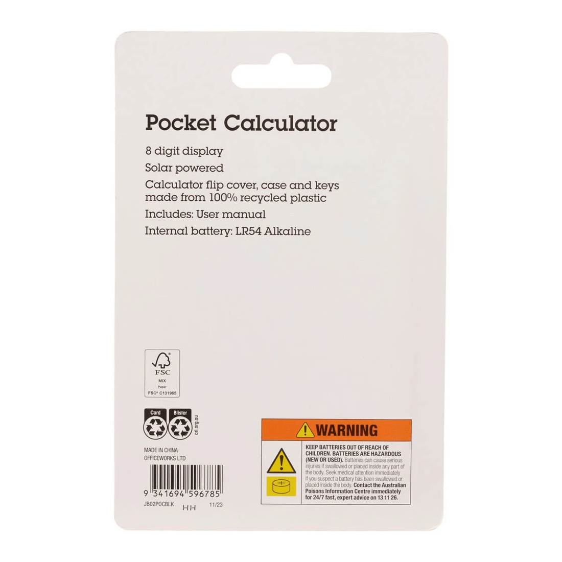 3 J.Burrows Pocket 8 Digit Calculator Black, 3 of 5