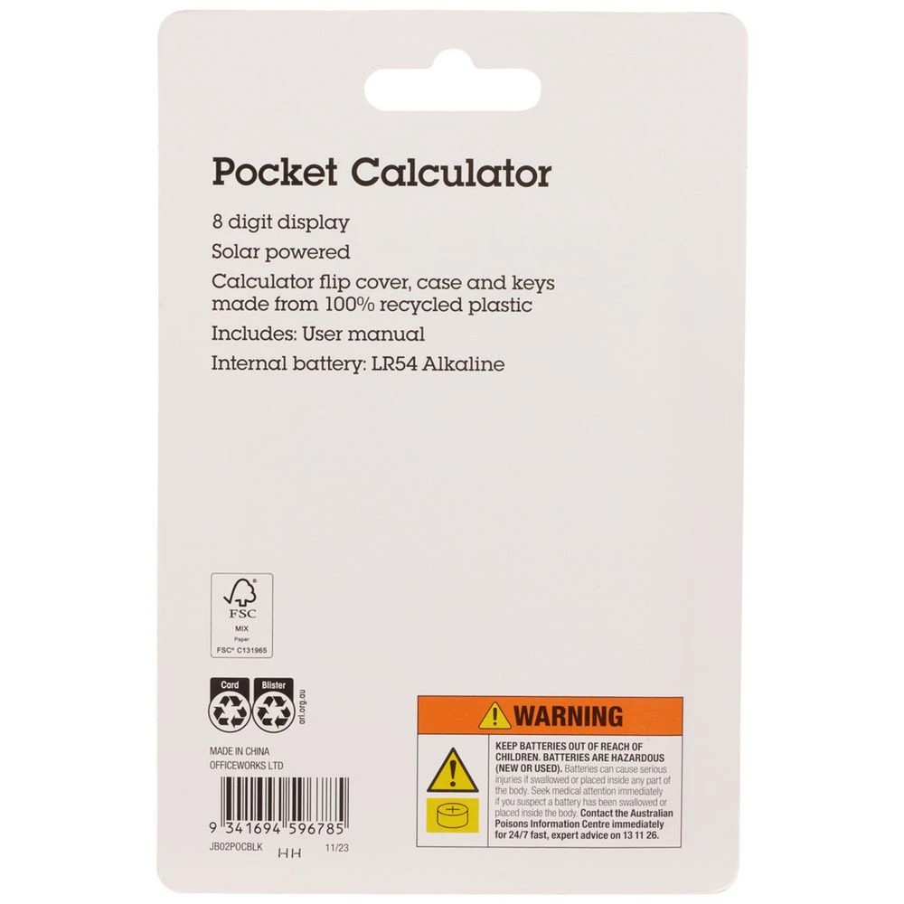 3 J.Burrows Pocket 8 Digit Calculator Black, 3 of 5