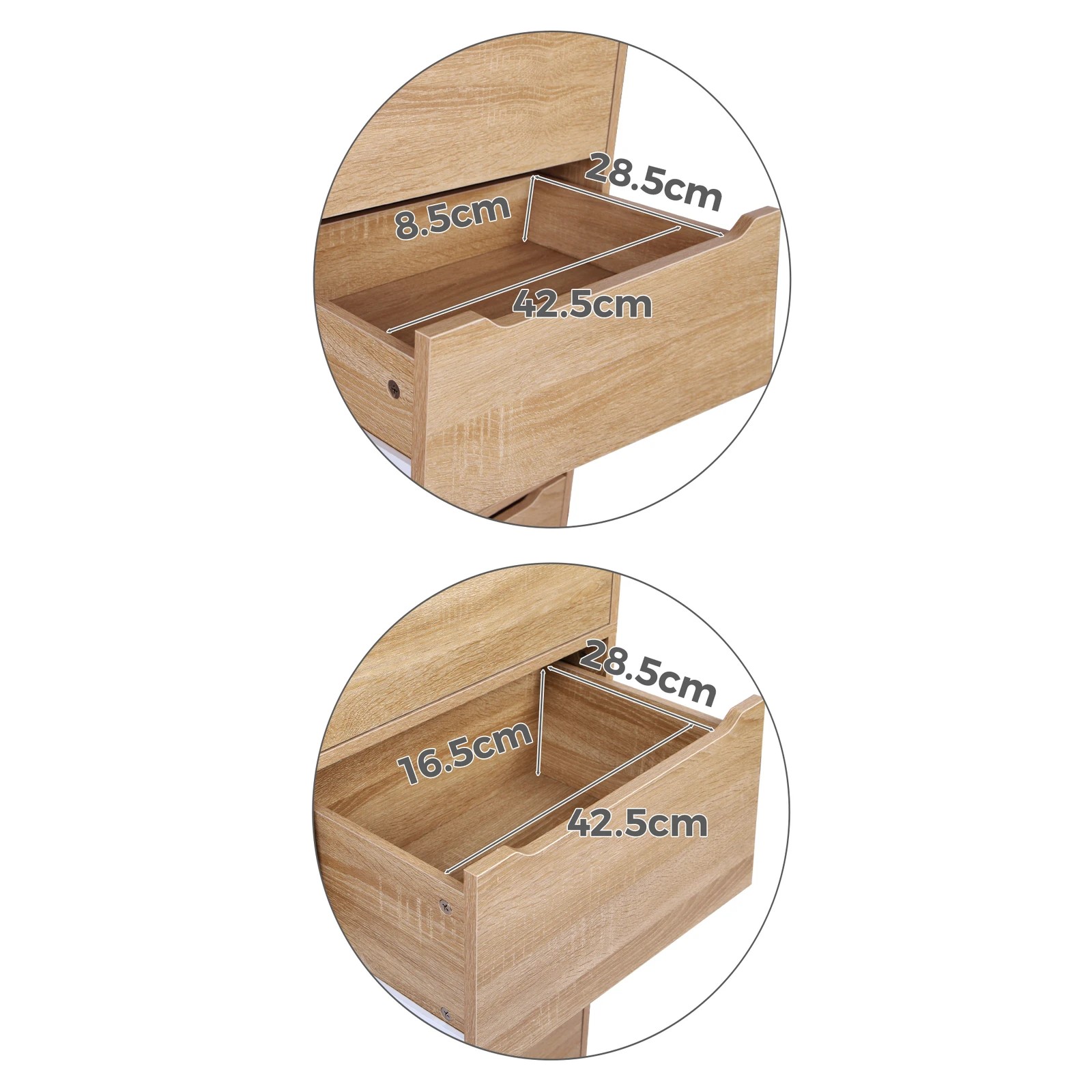 8 Alfordson Chest of 7 Drawers Office Storage Cabinet Tallboy Bedroom - Oak, 8 of 10