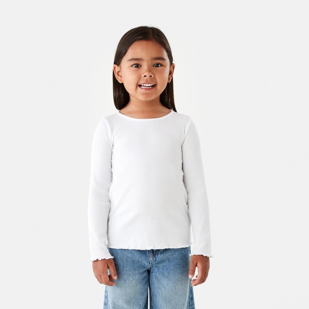 1 Long Sleeve Rib T-shirt White, 1 of 9