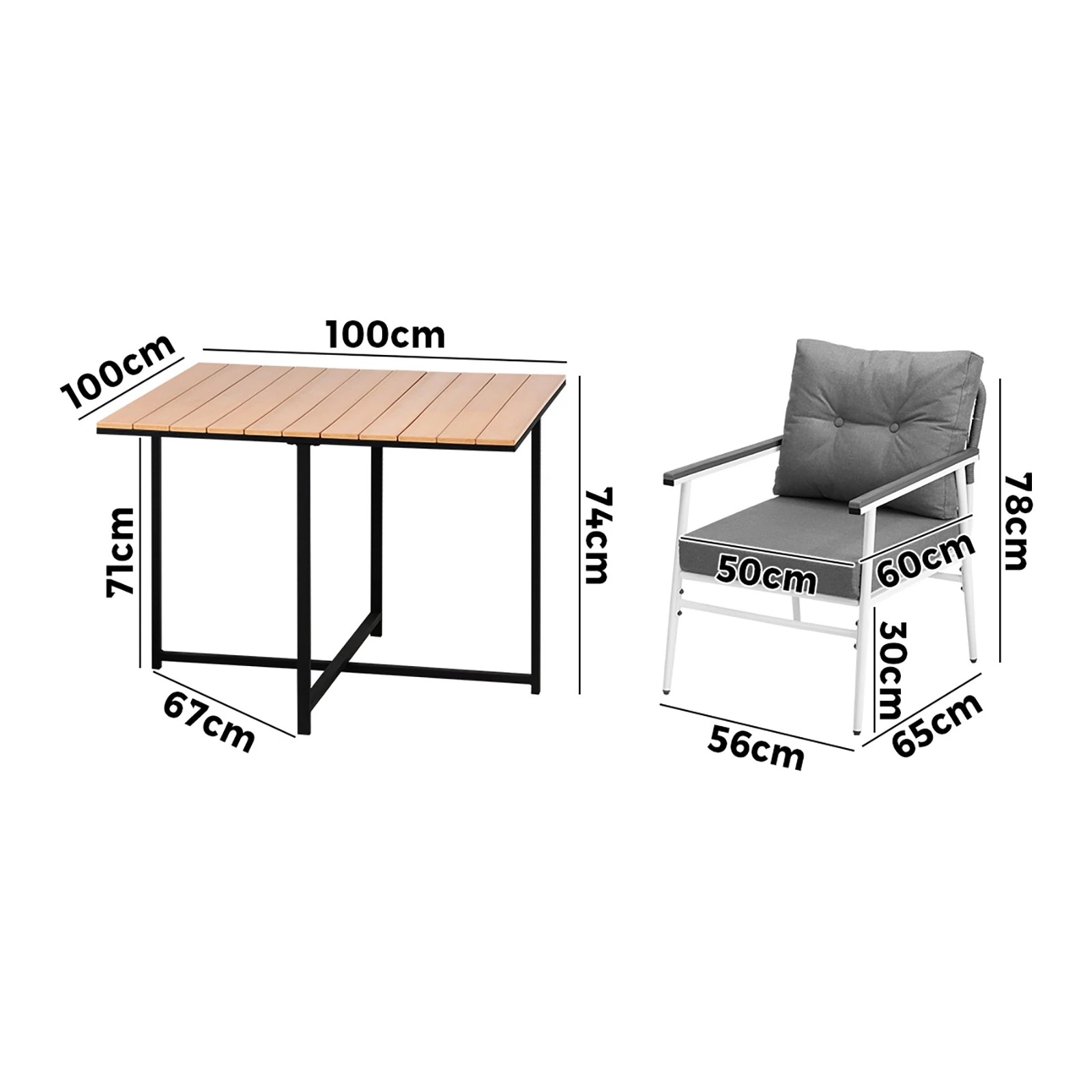 2 Livsip Outdoor Dining Set Patio Furniture Setting Garden Table and Chairs 5PCS - Multi, 2 of 9