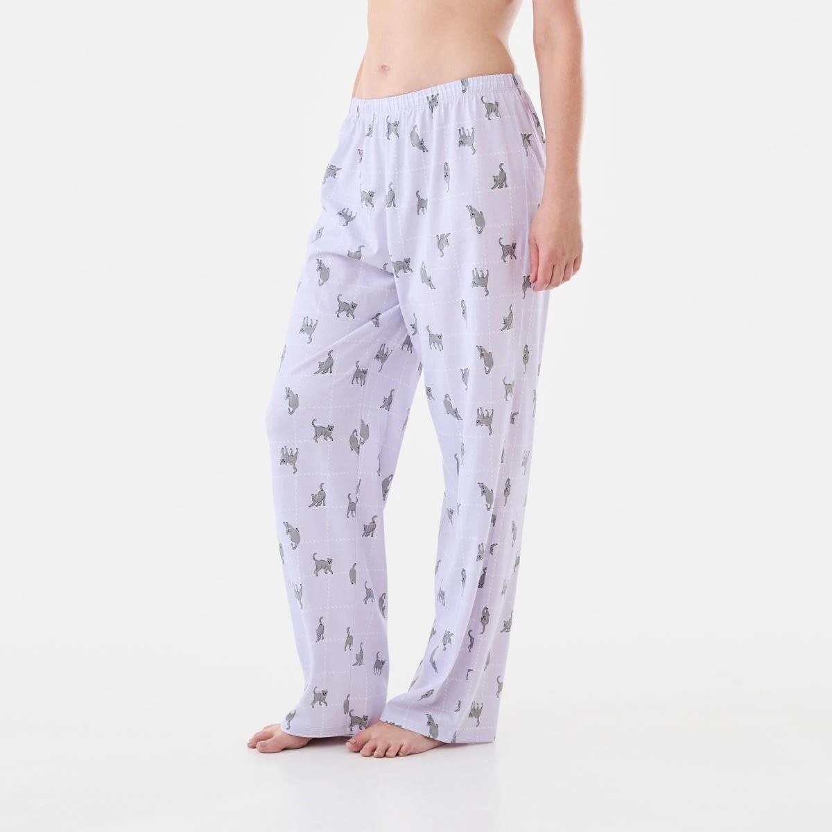 2 Printed Knit Pants Cat Chk, 2 of 5