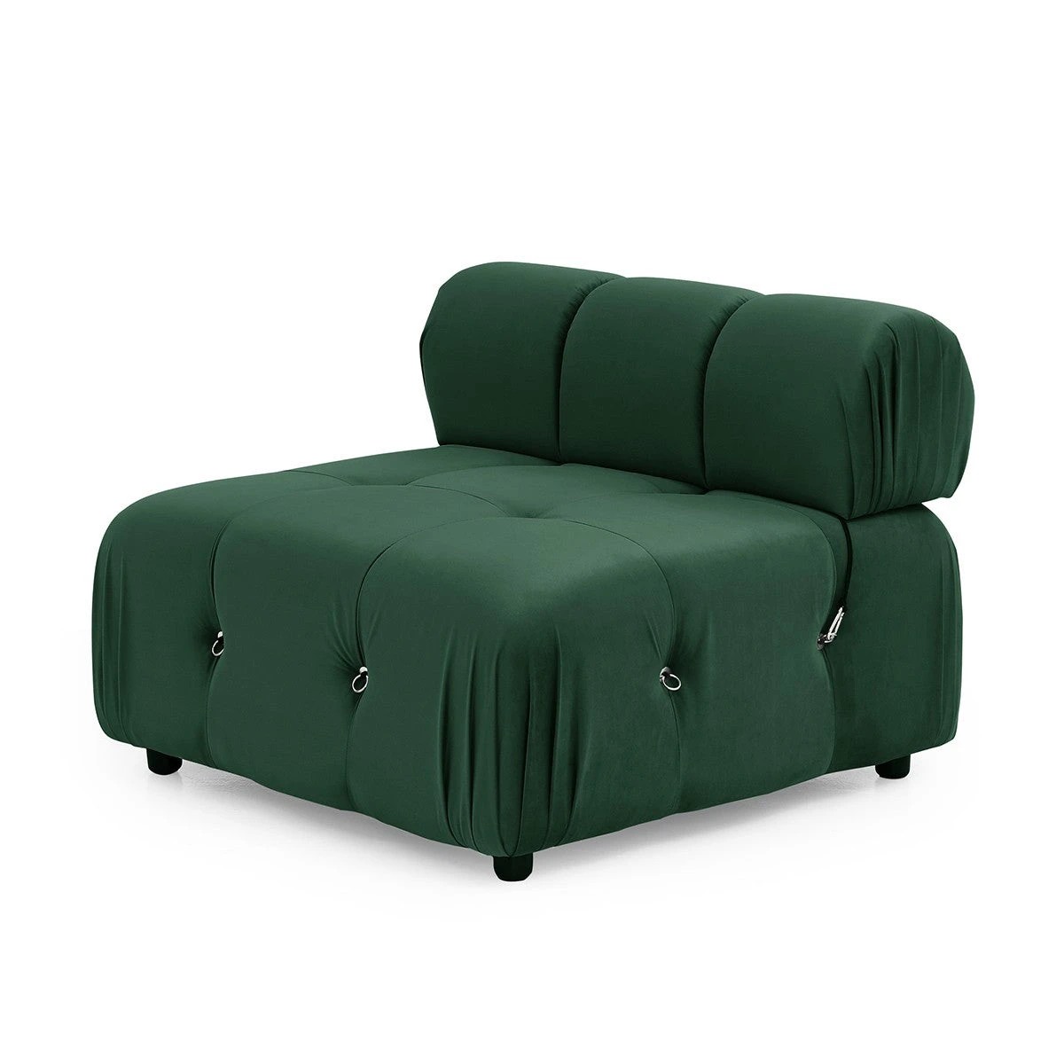 2 Foret 1pc Armless Seat Modular Extension Lounge Couch Tufted Velvet Sofa Green, 2 of 9