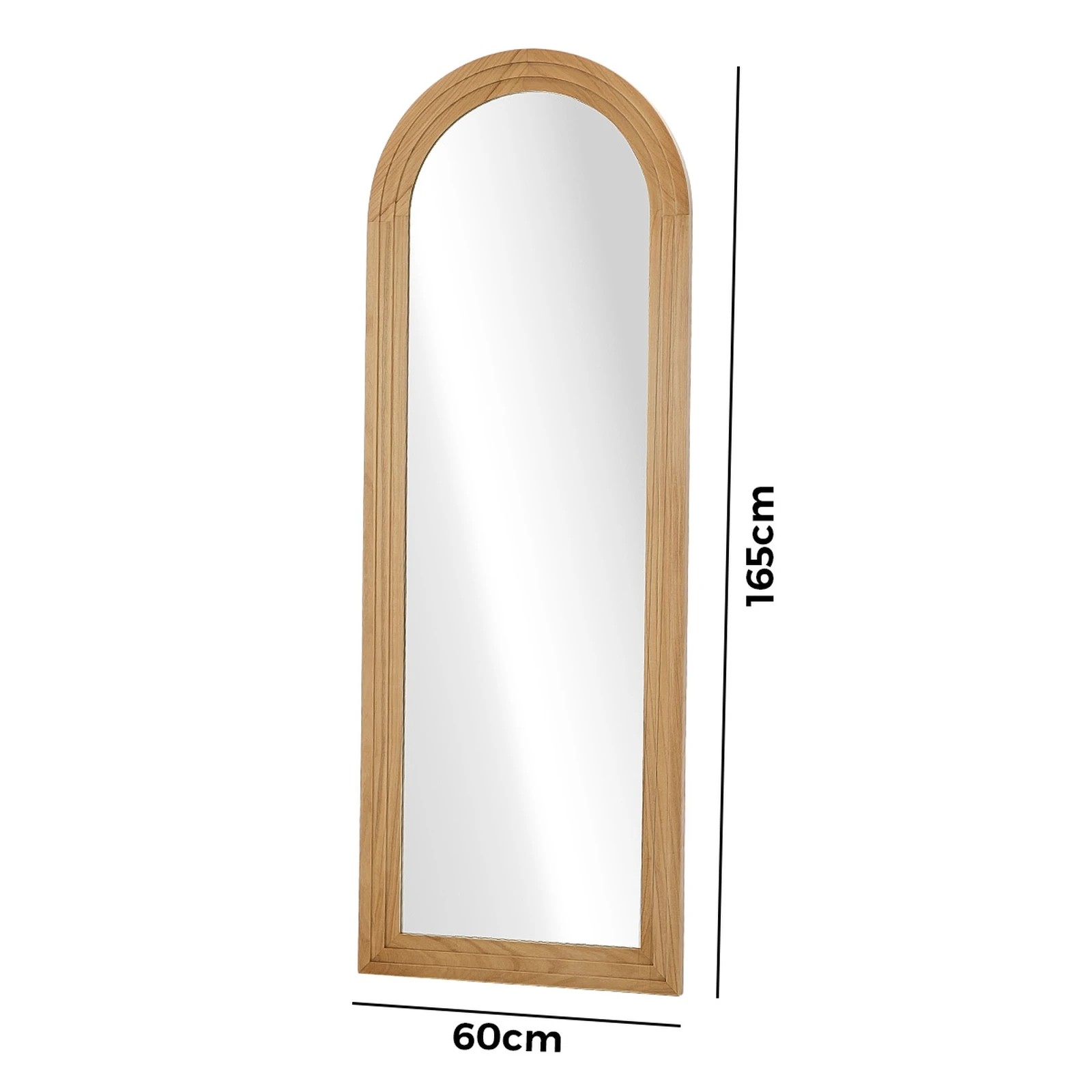2 Oikiture Full Length Arch Mirror 165x60cm Wood Wall Mounted Home Decor - Natural, 2 of 10