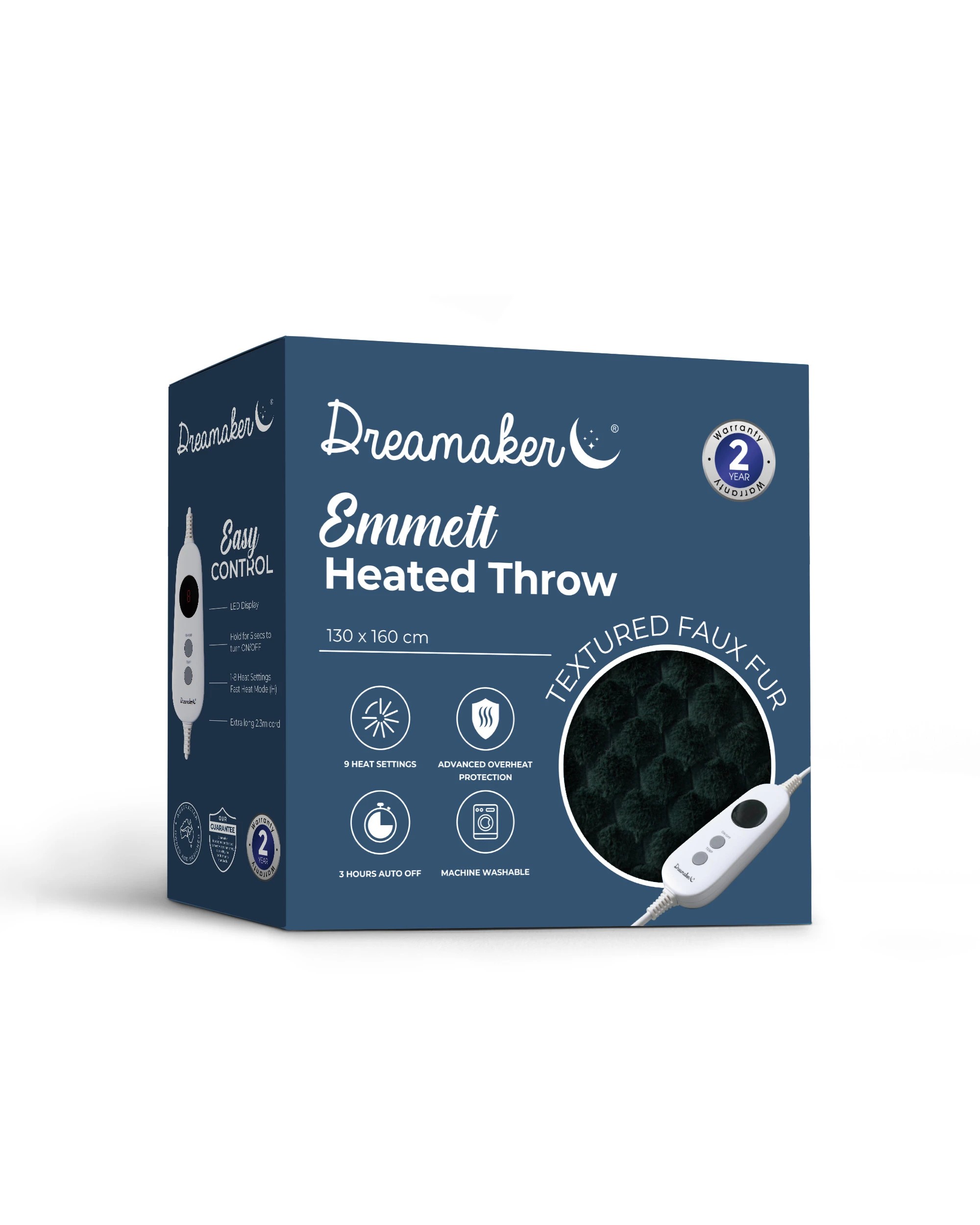 8 Dreamaker Emmett Textured Faux Fur Heated Throw 130x160cm - Deep Teal, 8 of 9