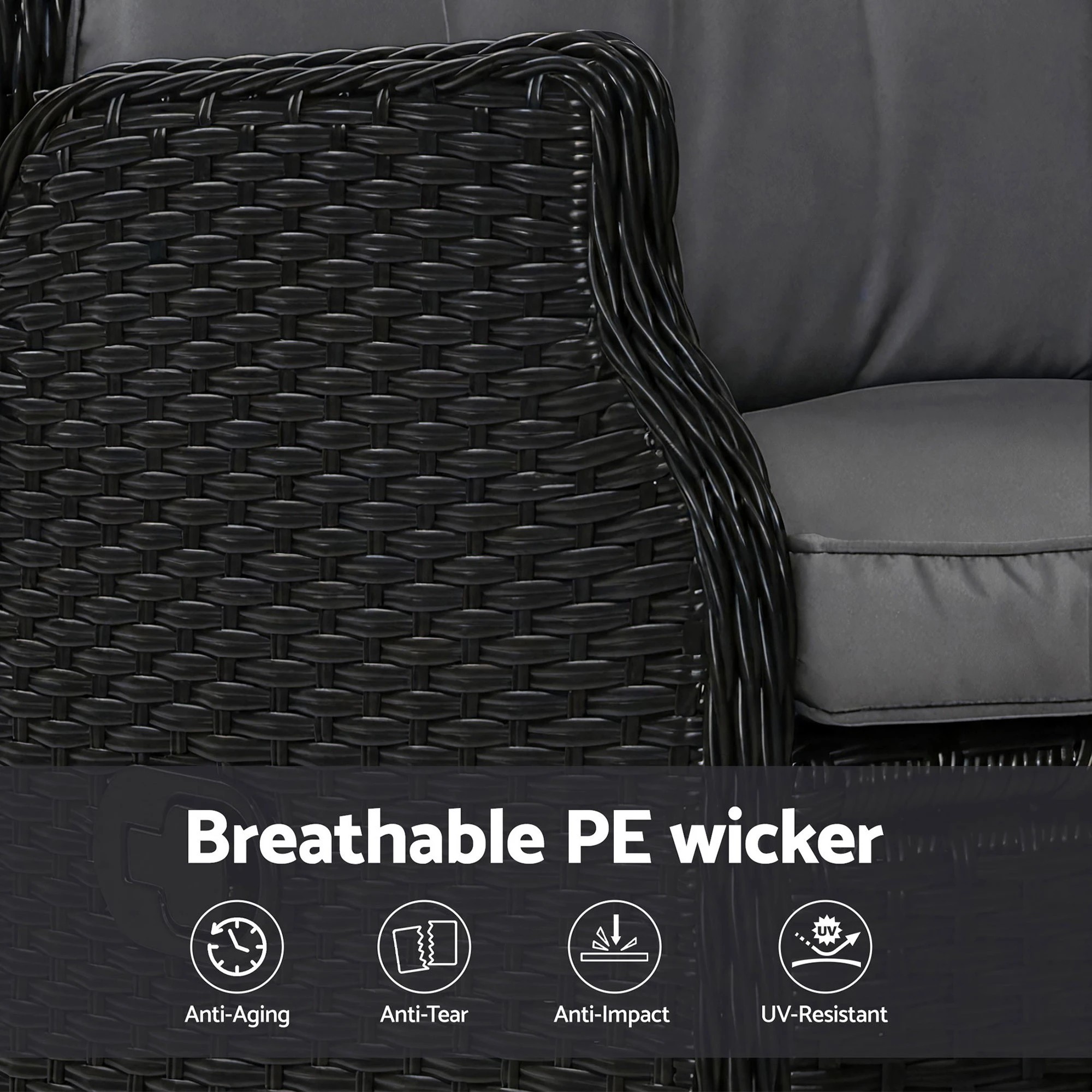 8 Gardeon Recliner Chair Sun lounge Wicker Lounger Outdoor Furniture Patio - Black, 8 of 9