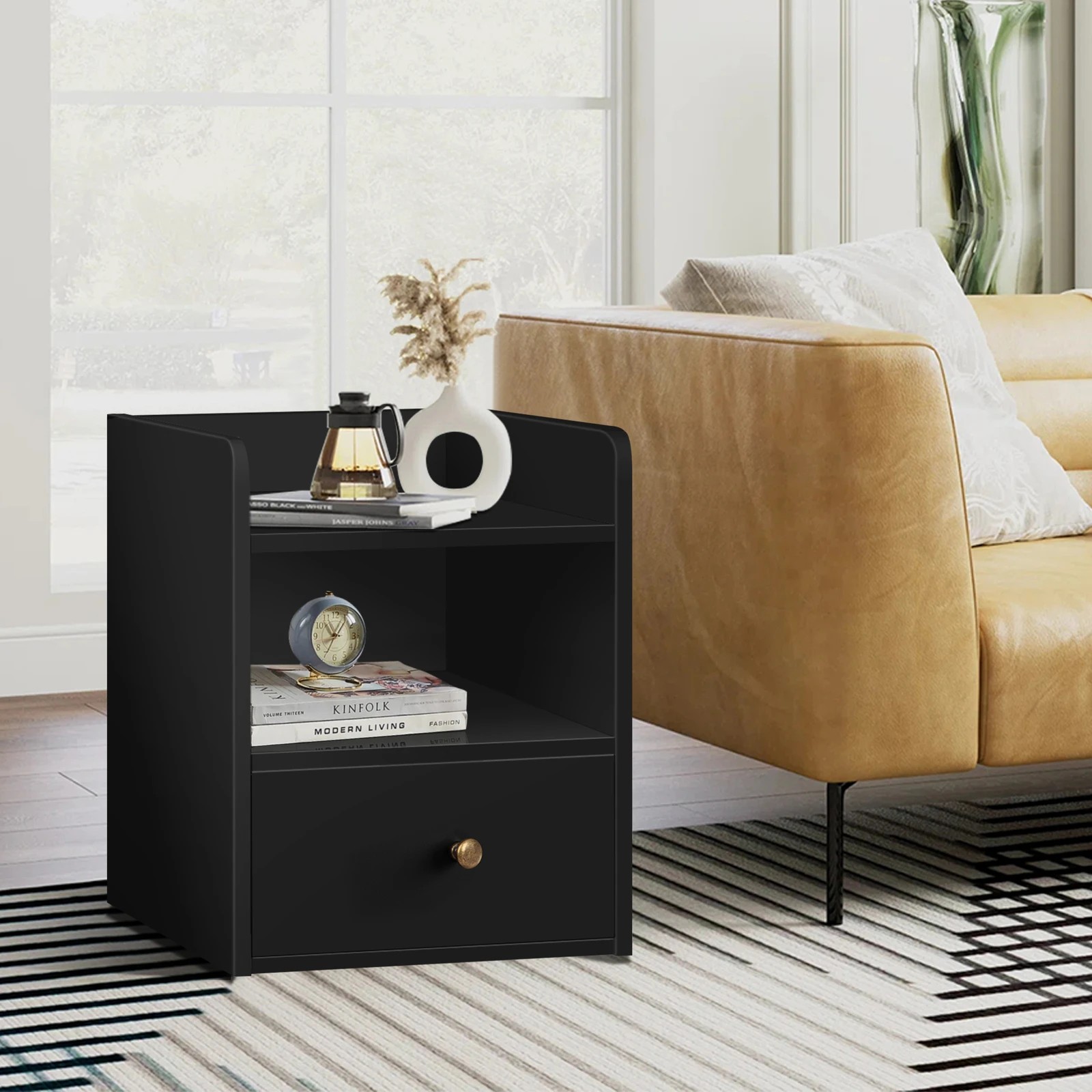 4 Alfordson 2x Bedside Table Nightstand Storage Cabinet Side End Drawers - Black, 4 of 8