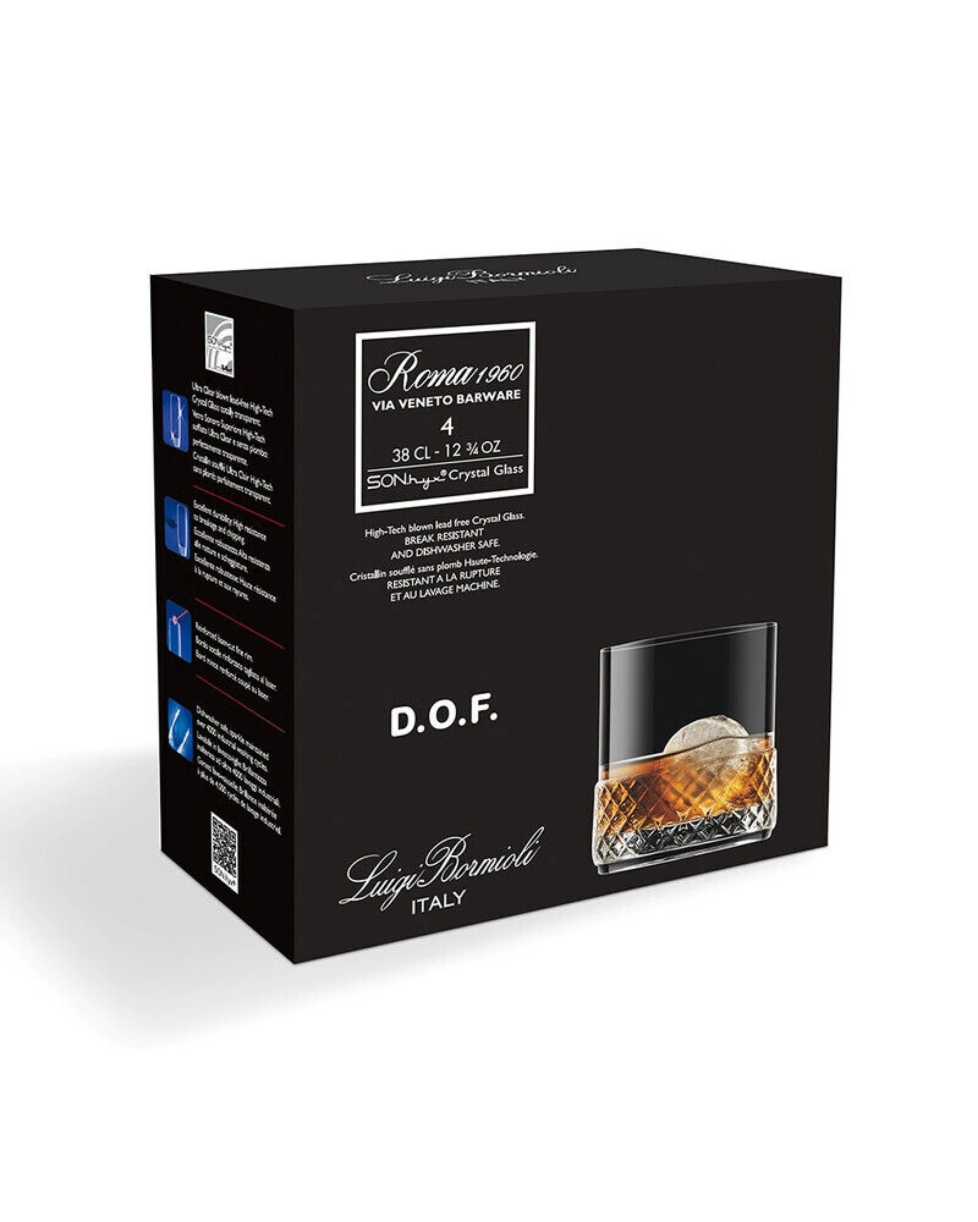4 Luigi Bormioli Roma 1960 DOF 380ml glasses- 4 Pack - Clear, 4 of 4