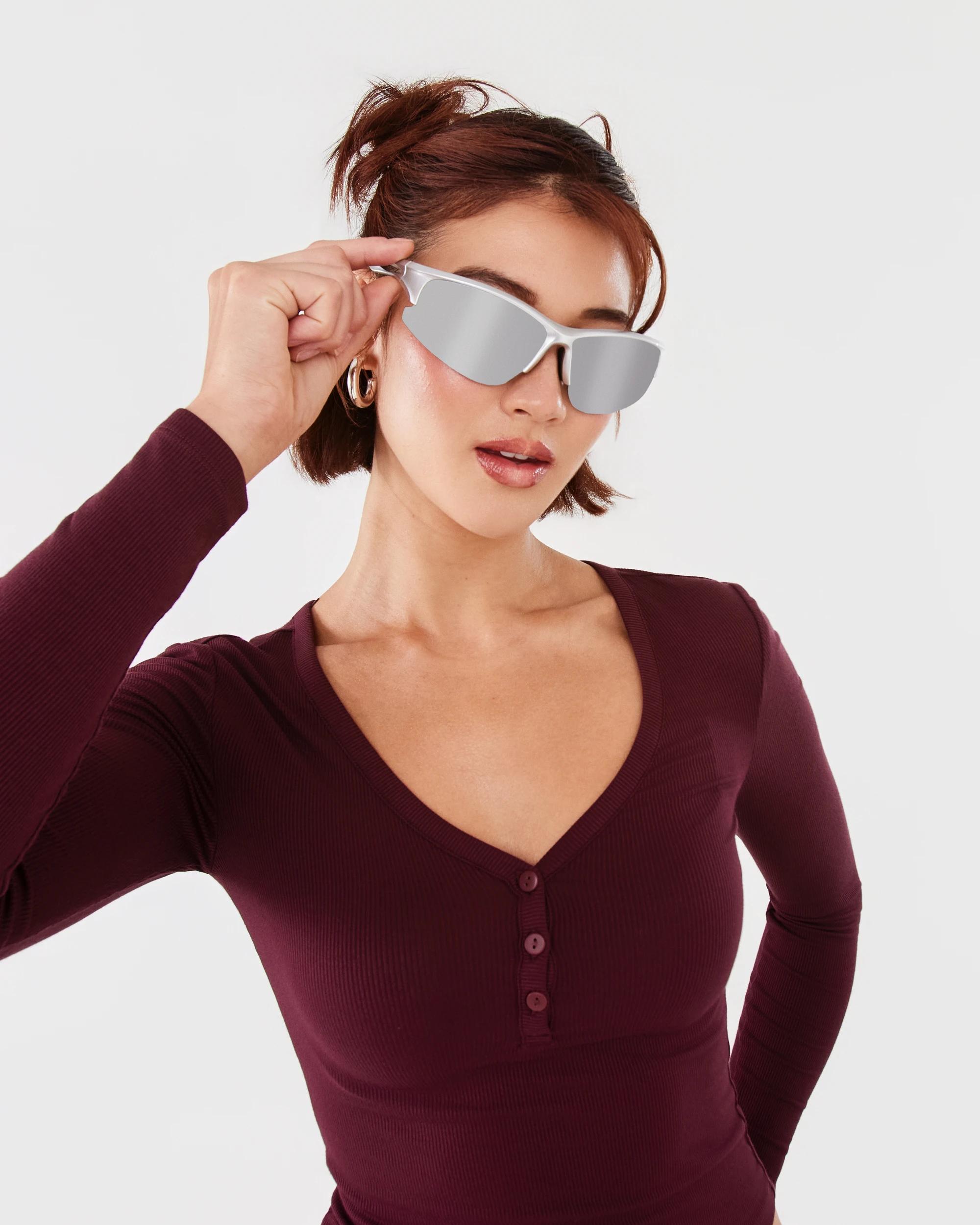 5 Womens Sports Wrap Sunglasses Silver, 5 of 7