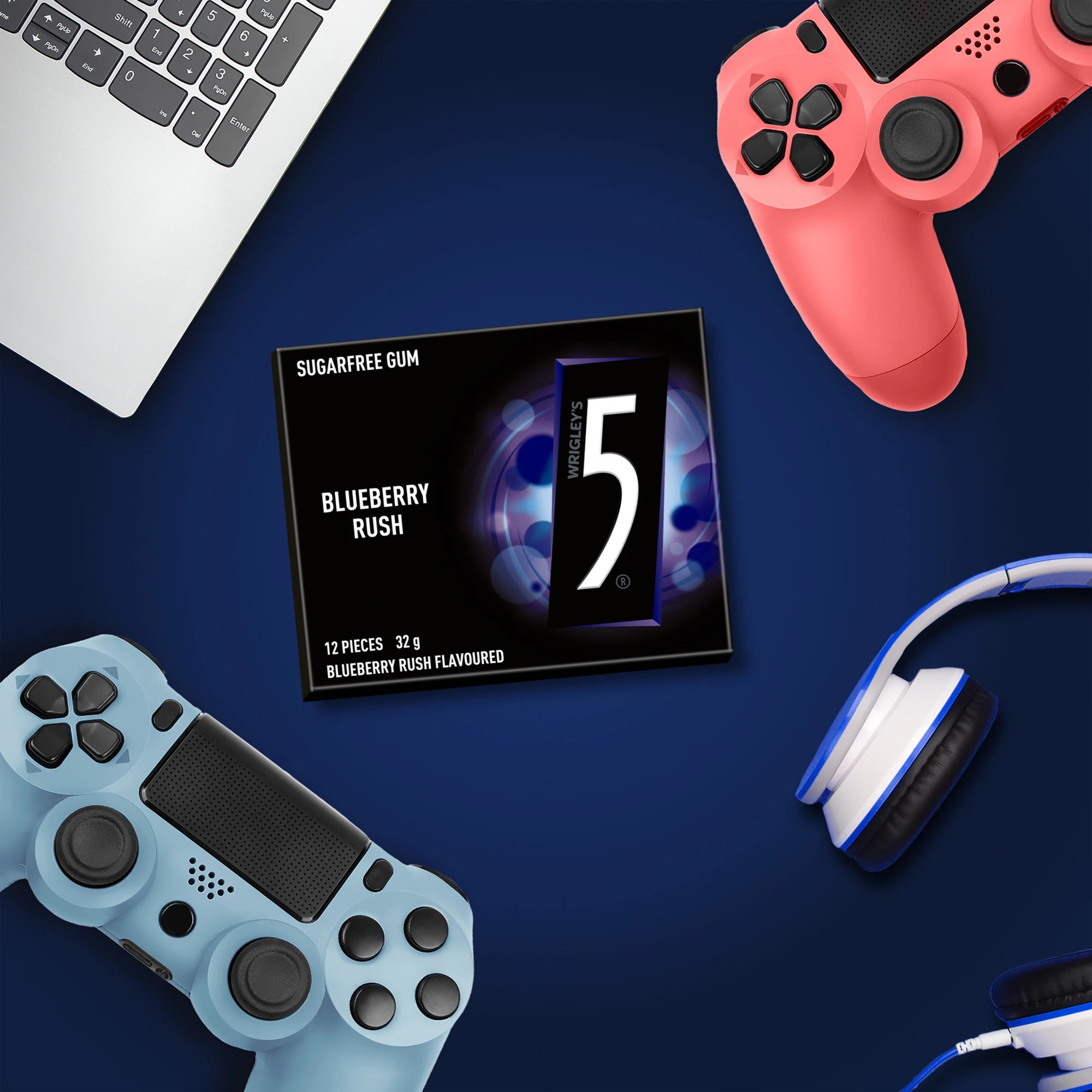 3 12 Piece Wrigley's 5 Gum Blueberry Rush Sugar Free Chewing Gum 32g, 3 of 5