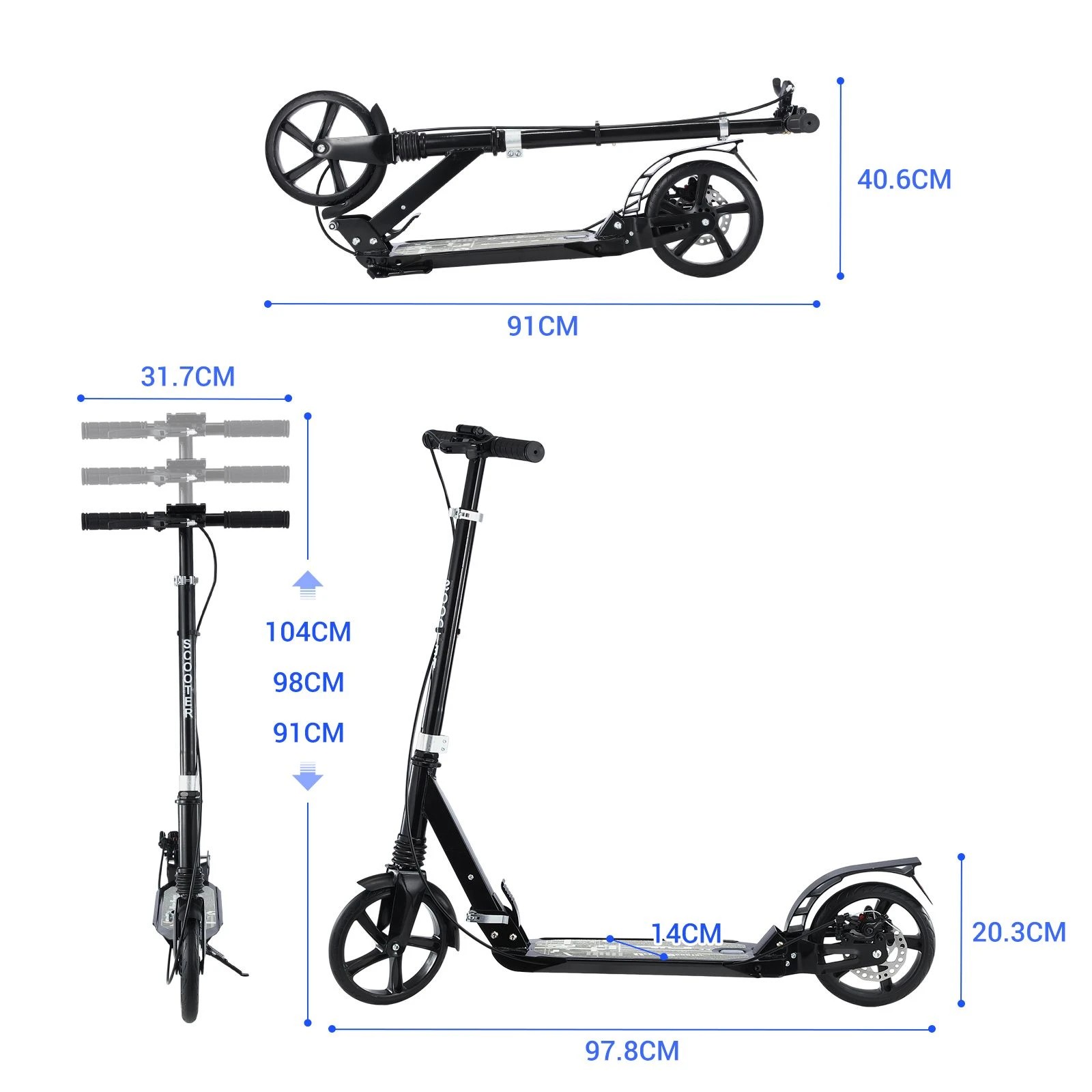 Ausway Lightweight Foldable Kick Scooter for Kids 6+ with 2 Big Wheels ...