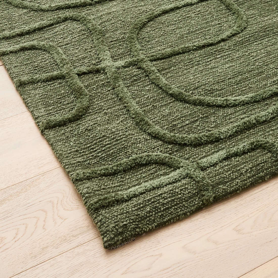 2 Leslie Loop Wool Blend Rug - Green, Large - 235cm x 160cm, 2 of 7