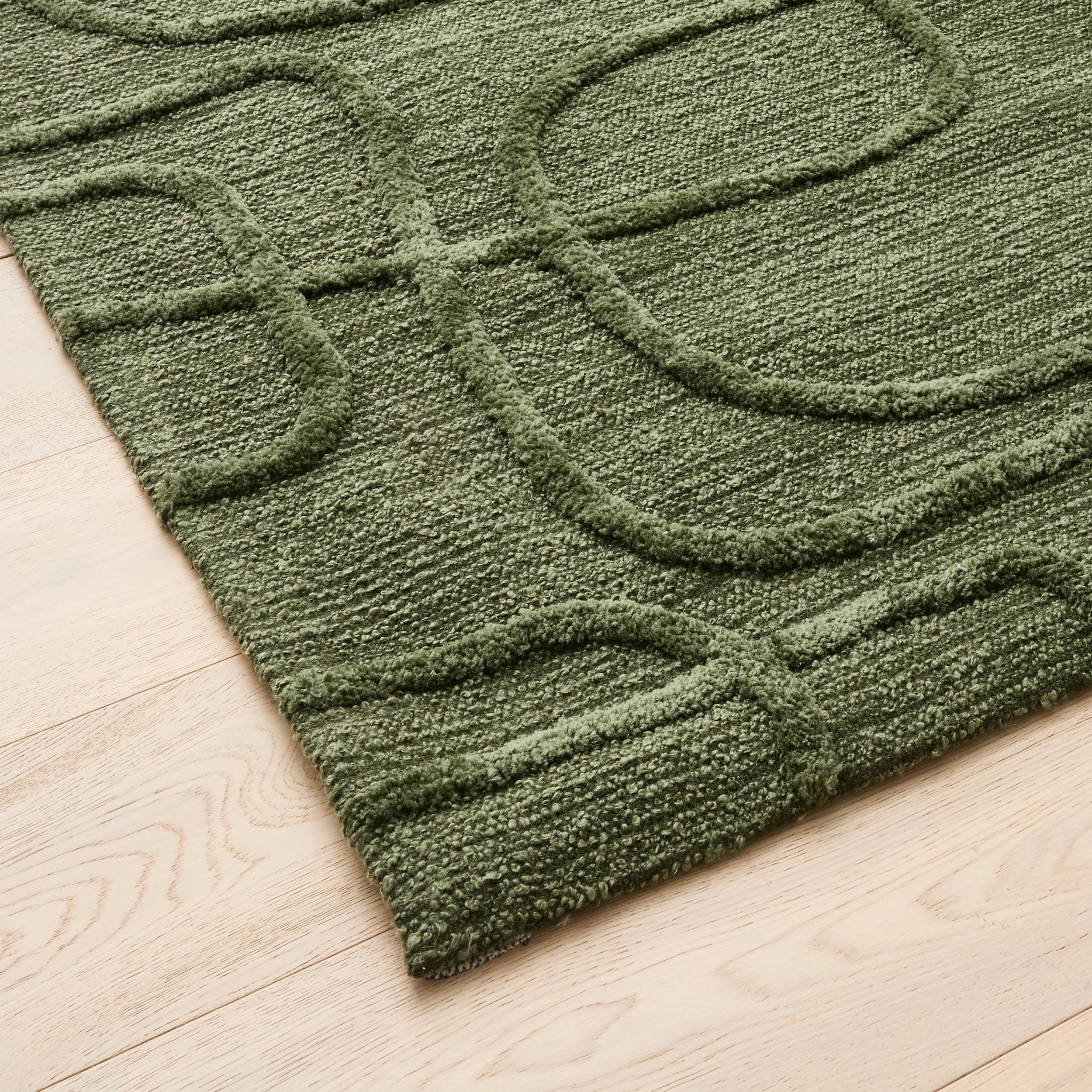 2 Leslie Loop Wool Blend Rug - Green, Large - 235cm x 160cm, 2 of 7