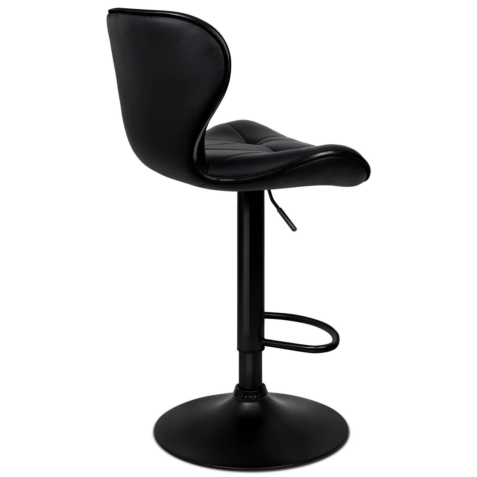 4 Alfordson 4x Bar Stools Luna Kitchen Swivel chair Leather Gas lift - Black, 4 of 10
