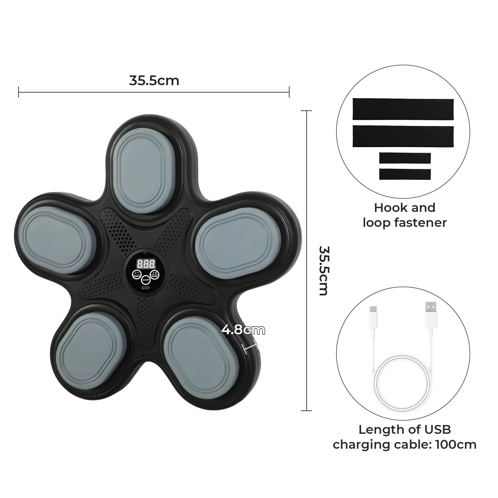 3 Centra Music Boxing Machine Boxing Gloves Wall Mounted Punching Bluetooth Kids, 3 of 9