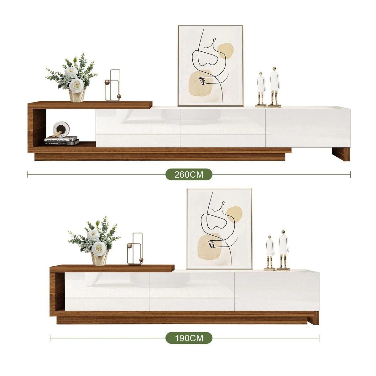 4 Ausway Extendable TV Stand Cabinet Entertainment 3 Drawers, 4 of 6