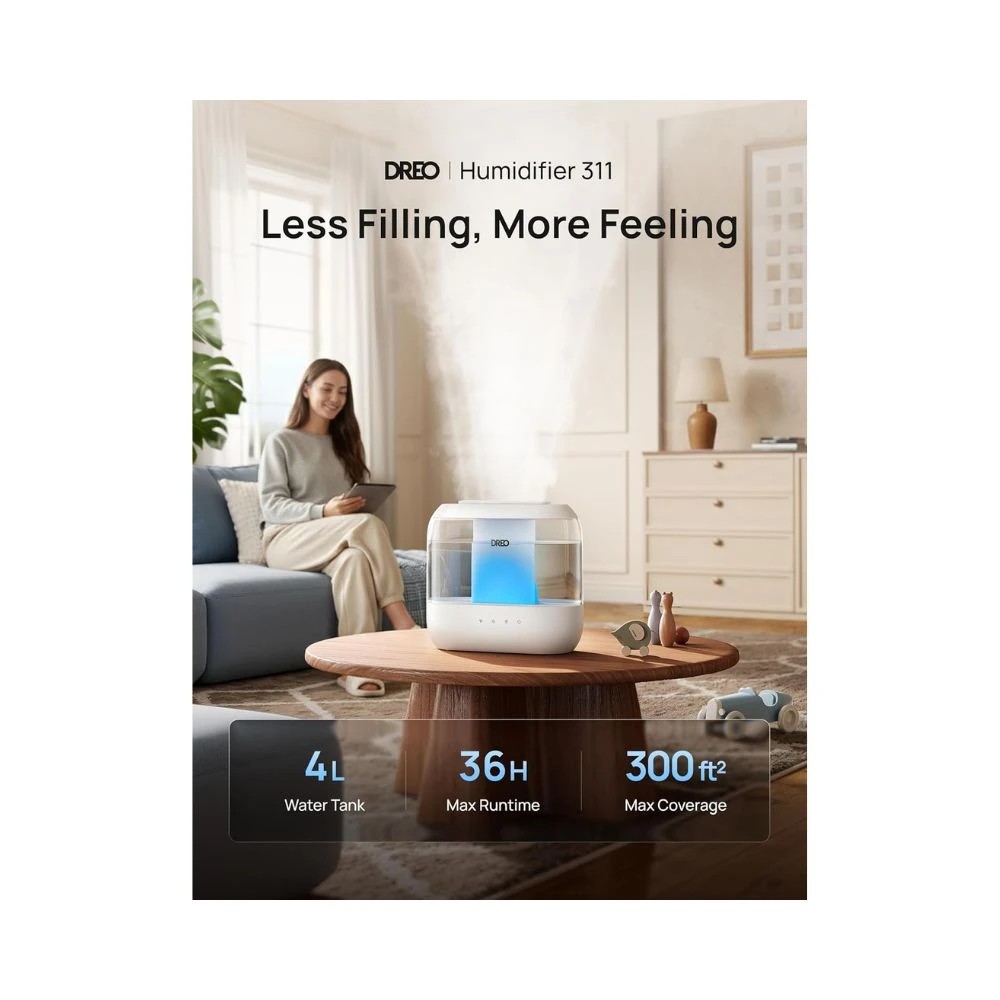 4 DREO Humidifier 311 Cool Mist Humidifier 4L White Quiet Home Bedroom Air Moisture, 4 of 10