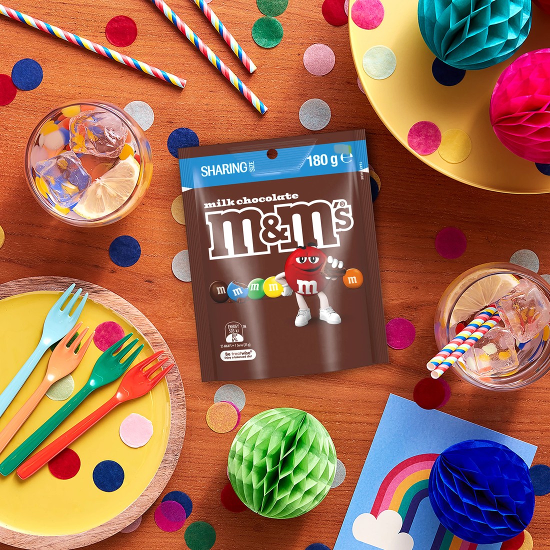 4 M&M's Milk Chocolate Snack and Share Bag 180g, 4 of 5