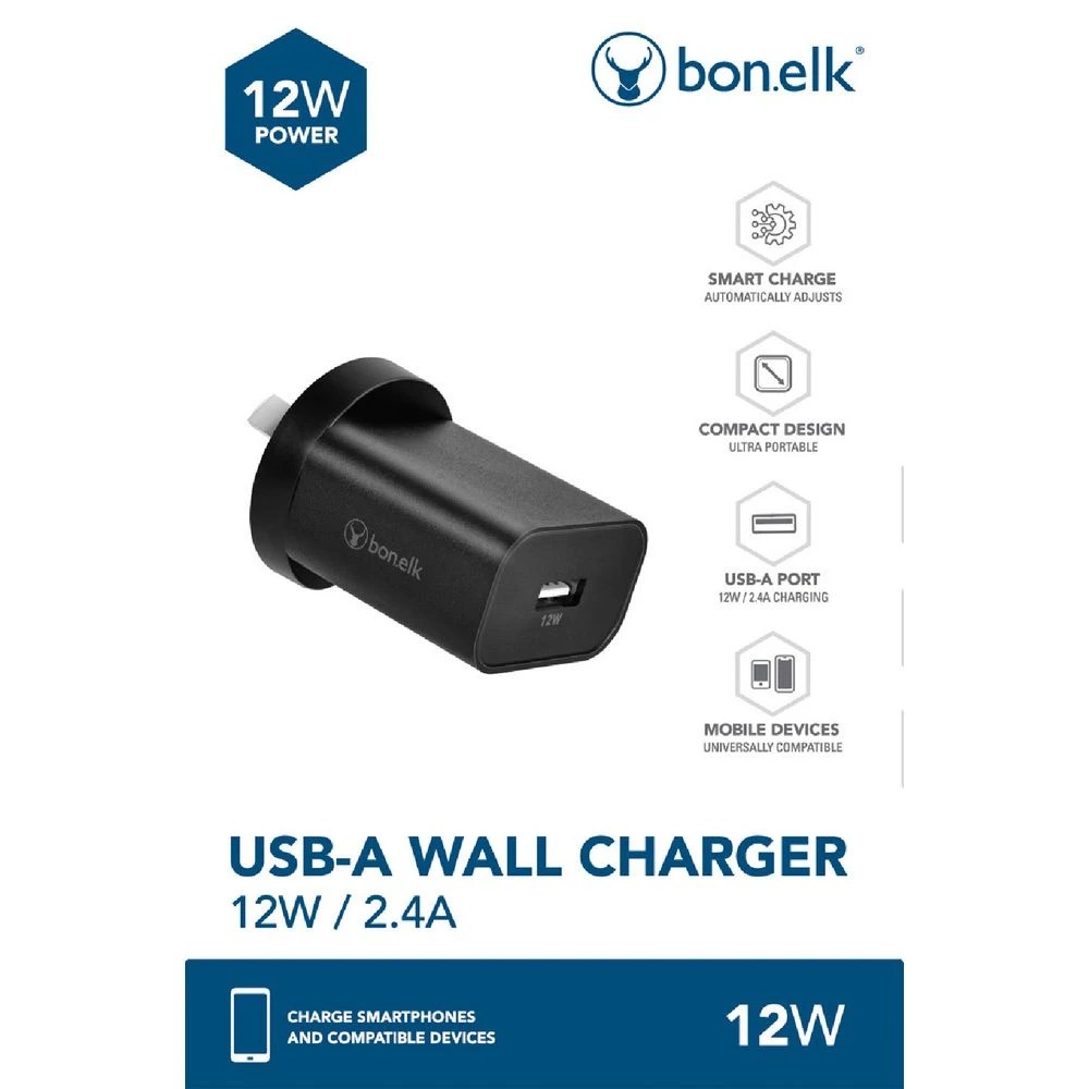 7 Bonelk Wall Charger USB-A 12w Black, 7 of 7