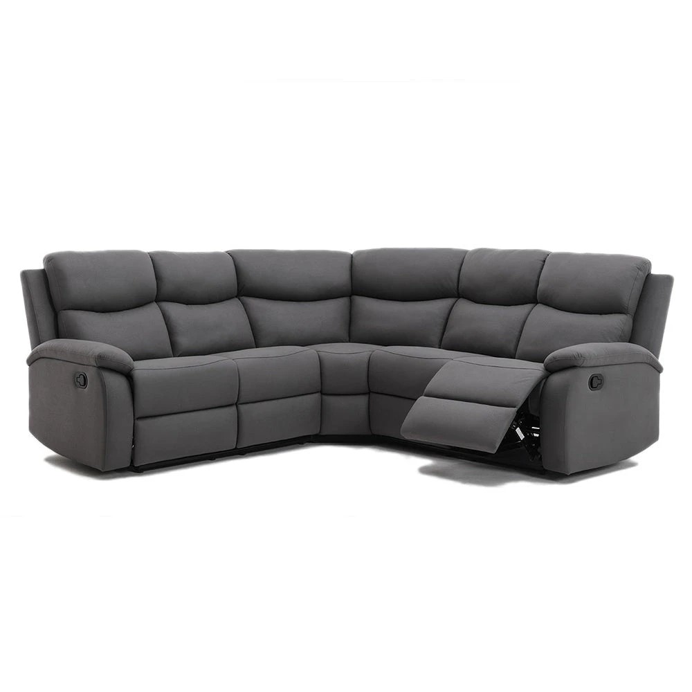 1 Foret 5 Seater Sofa Corner Lounge Recliner Footrest Bed Chaise Couch Fabric Grey Dark, 1 of 9