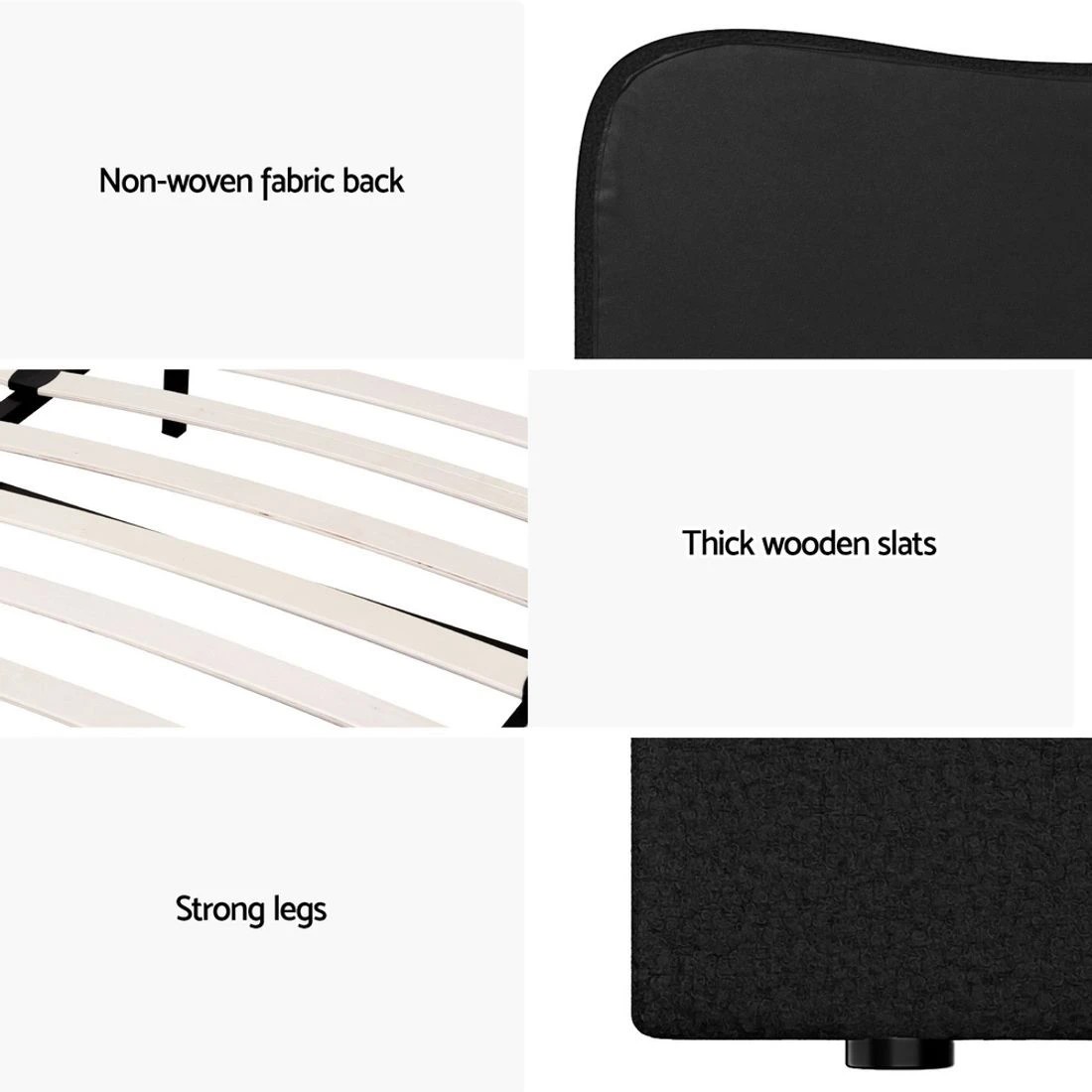 7 Artiss Bed Frame King Size Boucle DARA - Black, 7 of 7