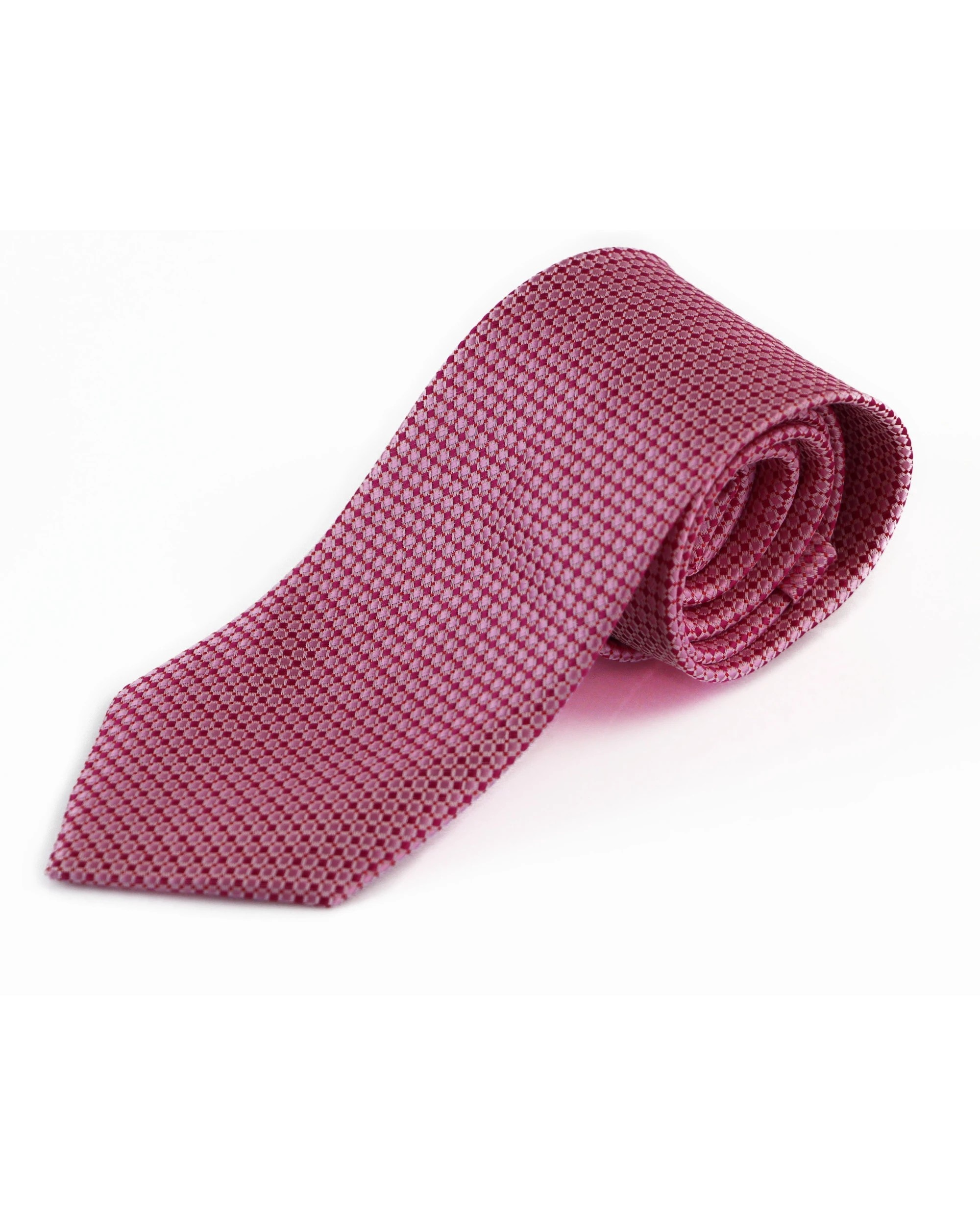 2 Zasel Mens Light Pink, Pink & Red Checkered Patterned 8cm Neck Tie, 2 of 2