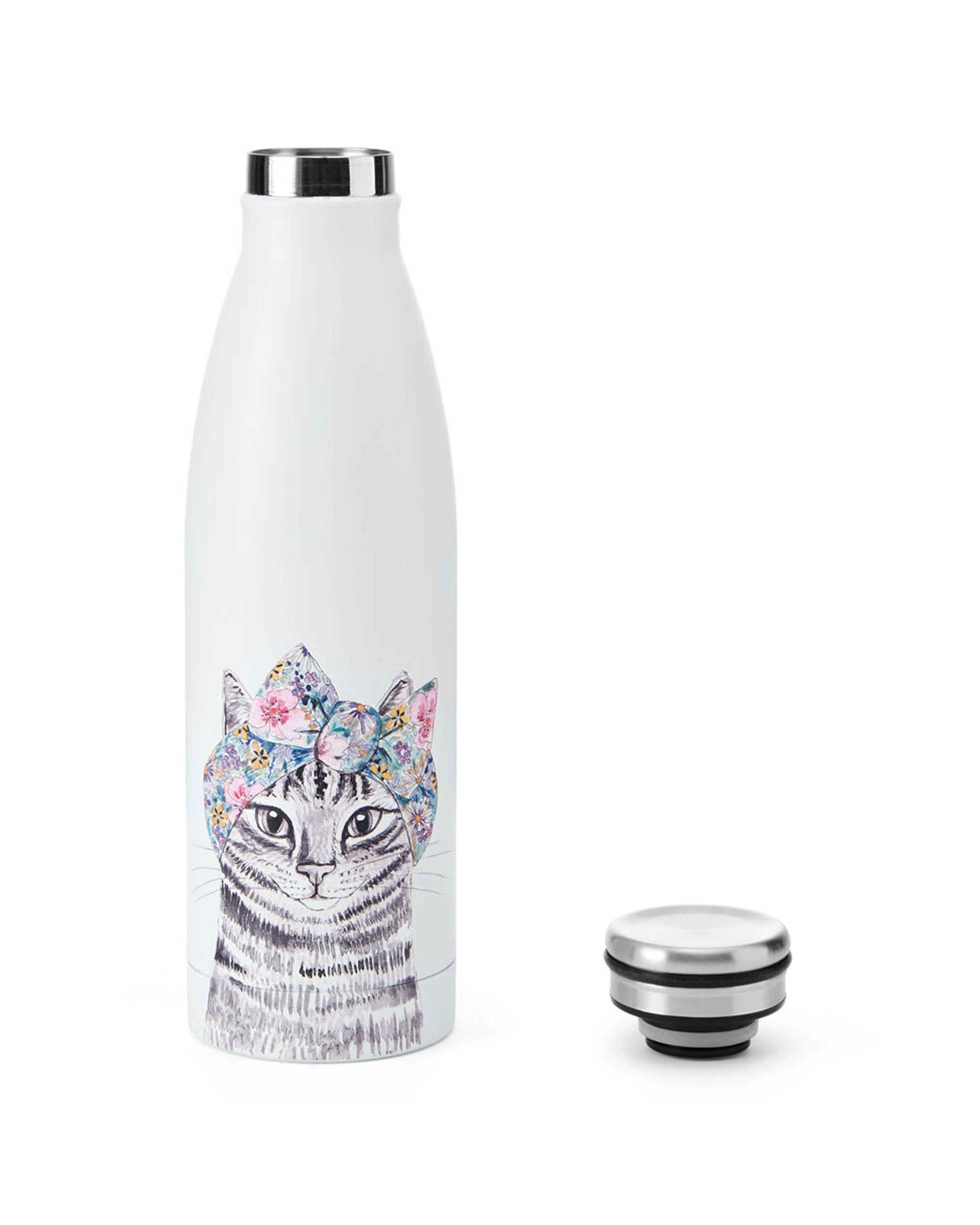 4 Mikasa 2PK Cat Themed Sleeved Insulated Water Bottle Vacuum Insulated 500mL - White, 4 of 5