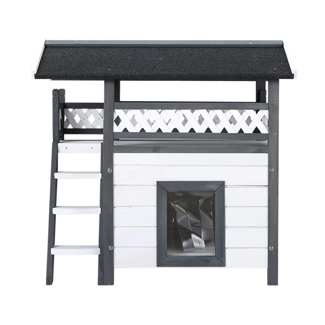 3 i.Pet Cat House Outdoor Shelter 77cm x 50cm x 73cm Rabbit Hutch Wooden Condo Small - Multi, 3 of 6