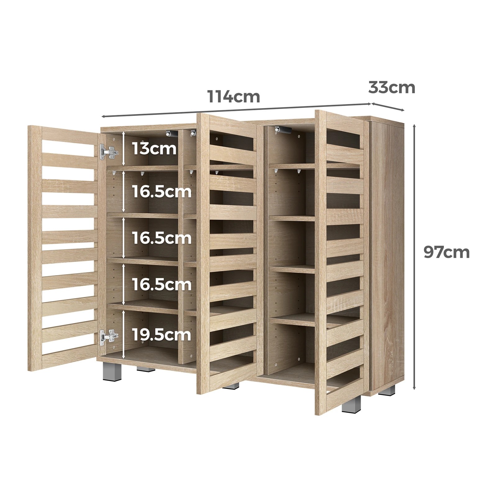 9 Alfordson Shoe Cabinet 30 pairs Storage Rack - Oak, 9 of 10